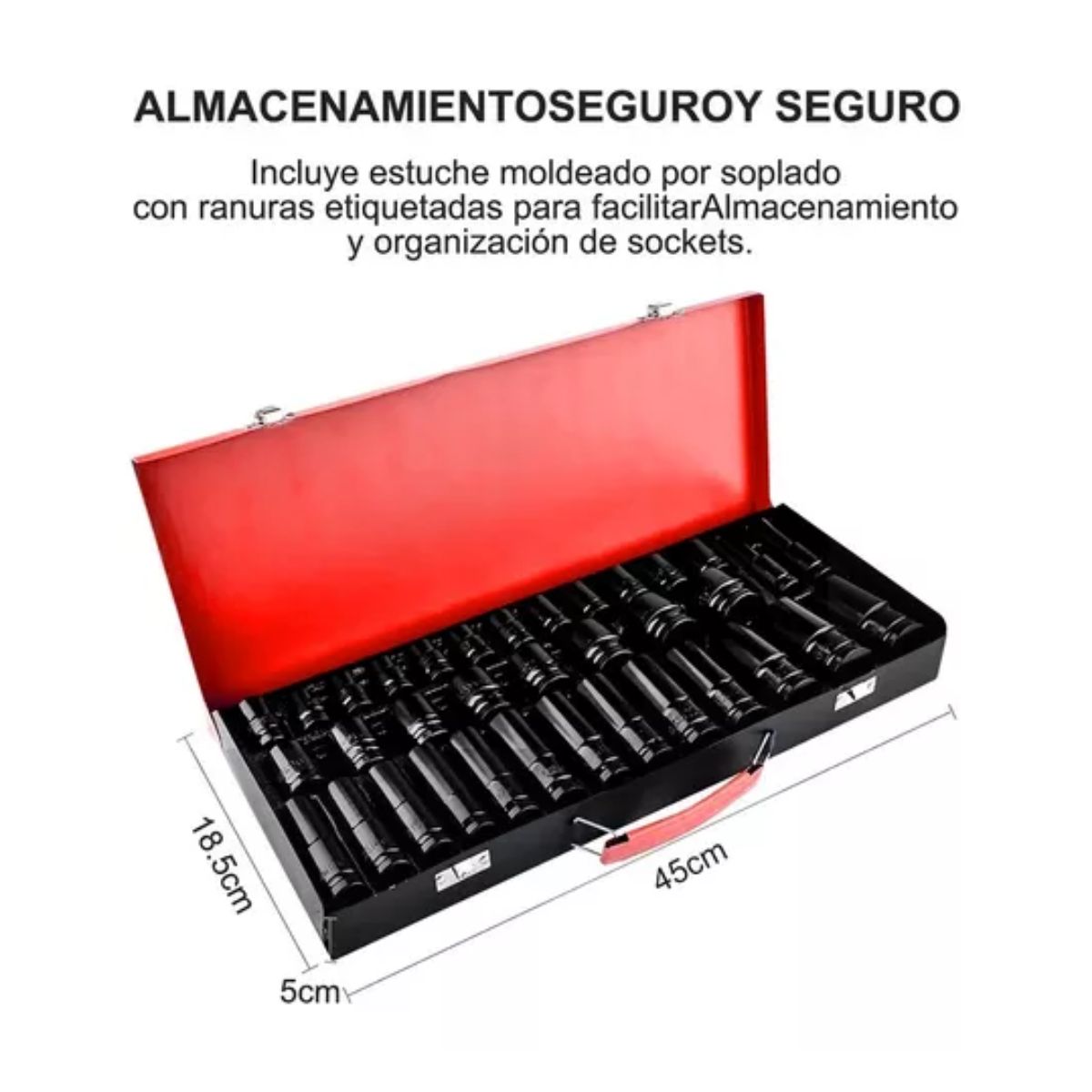 Juego De Dados De Impacto De 1/2 In, 8-32 Mm, 35 Piezas Negro