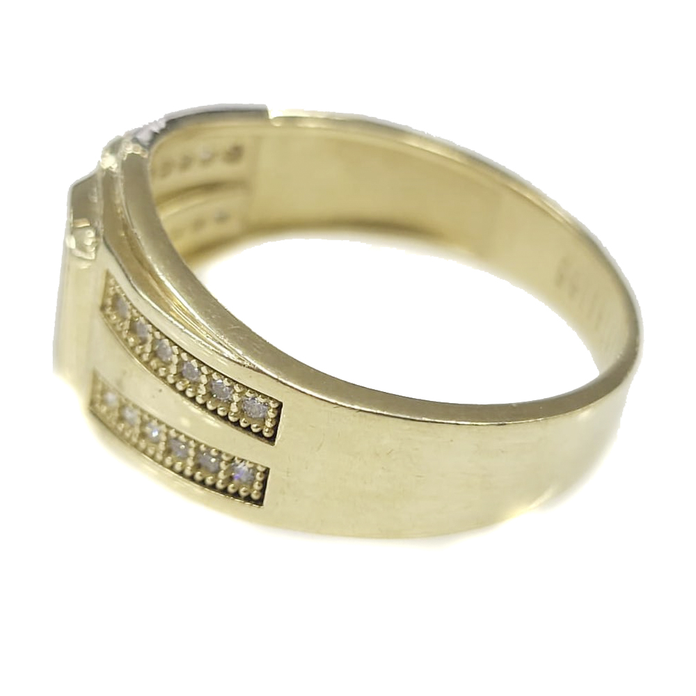 Anillo de Oro 10K con piedra Zirconia roja central
