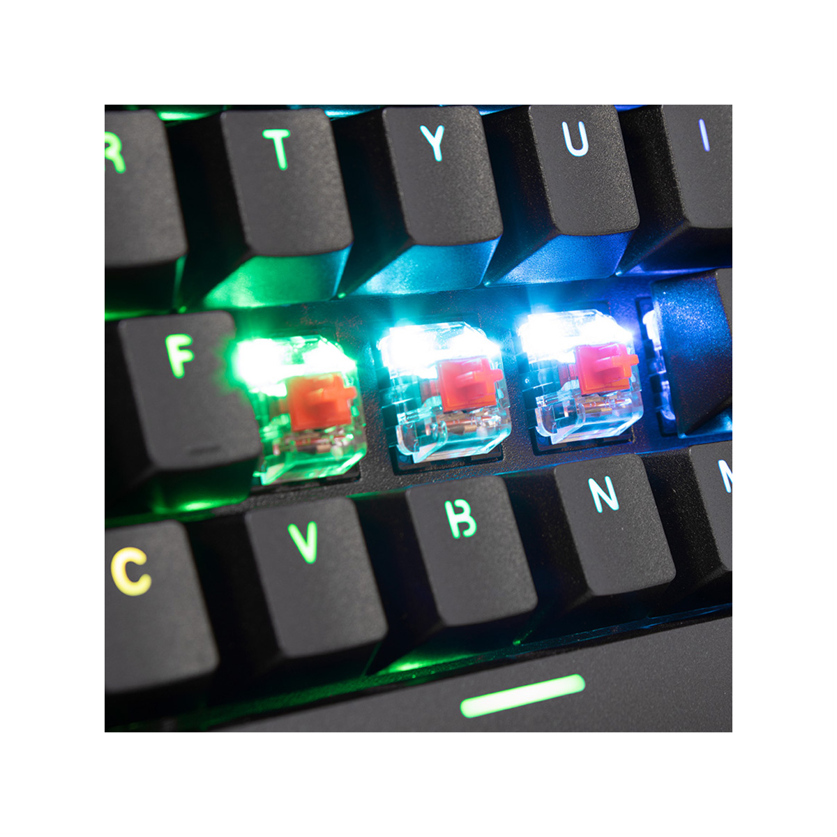 Ocelot teclado mecanico con switch rojo, full rgb y descansa muñecas removible sistema de imanes