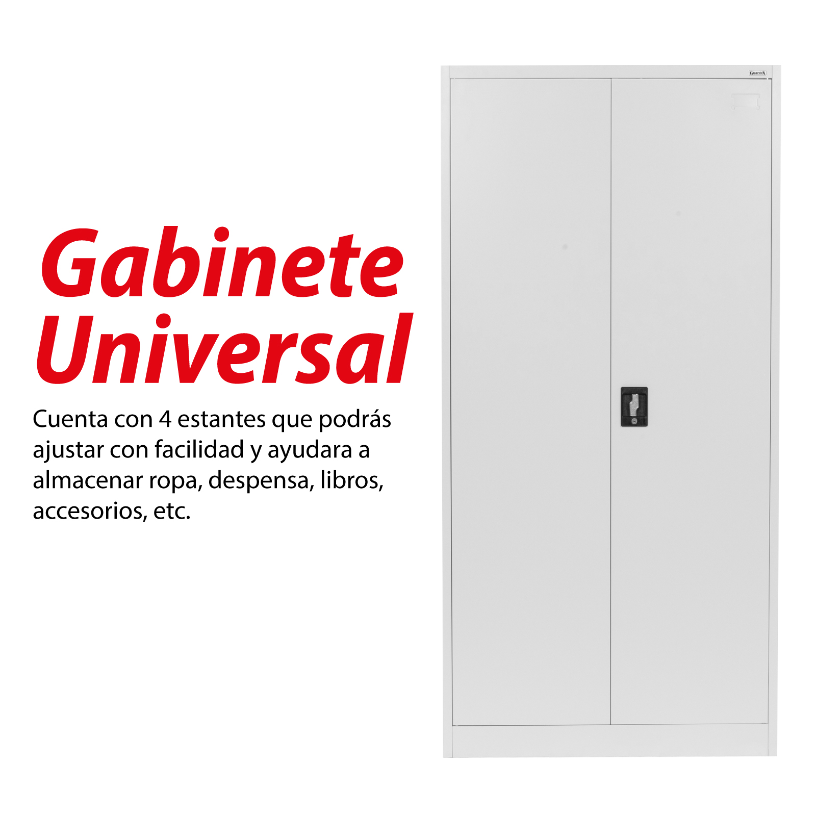Estante de Almacenamiento Guardex con 4 Repisas Ajustables, Armario Organizador de Acero 185 cm 