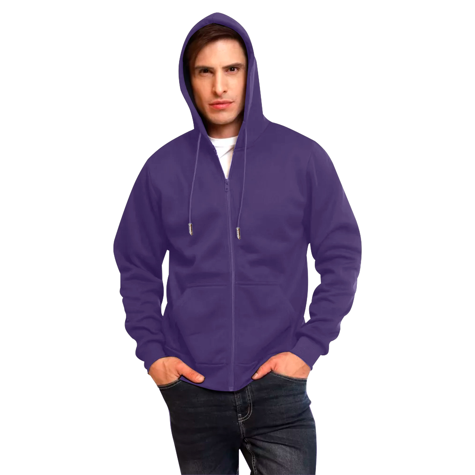 Sudadera Hoodie Morado con Cierre, Capucha y Cangurera, Calientita, Casual, Abrigo, Chamarra