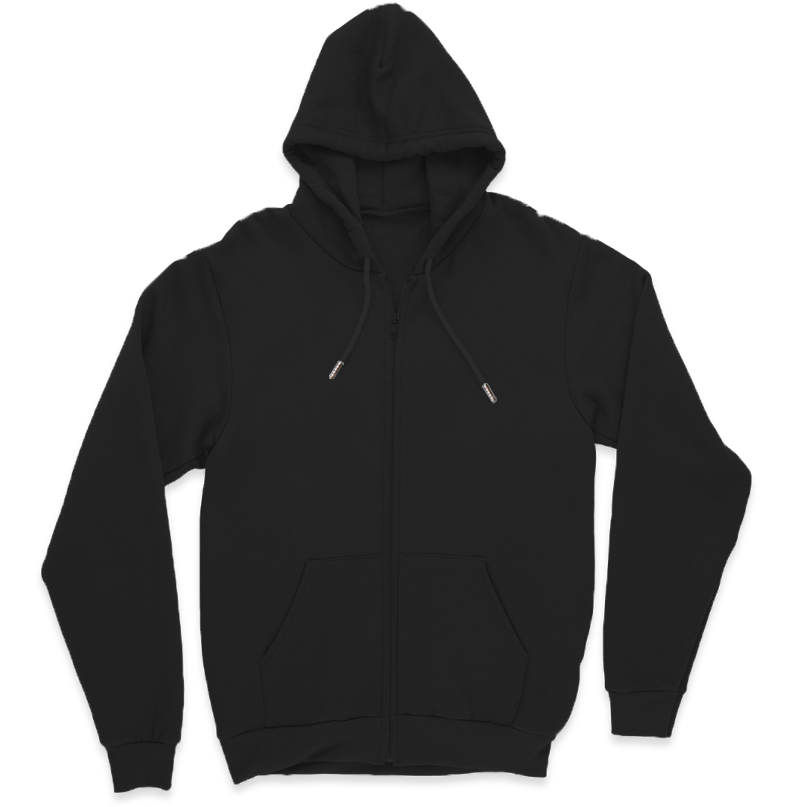 Sudadera Hoodie Color Negro con Cierre, Capucha y Cangurera, Calientita, Casual, Abrigo, Chamarra