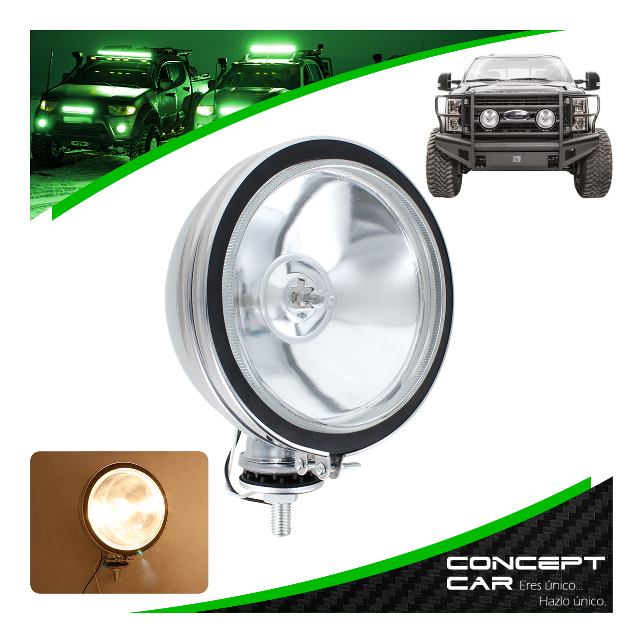 Faro Halogeno Redondo 4x4 H3 Base Cromada 6 Pulg Universal