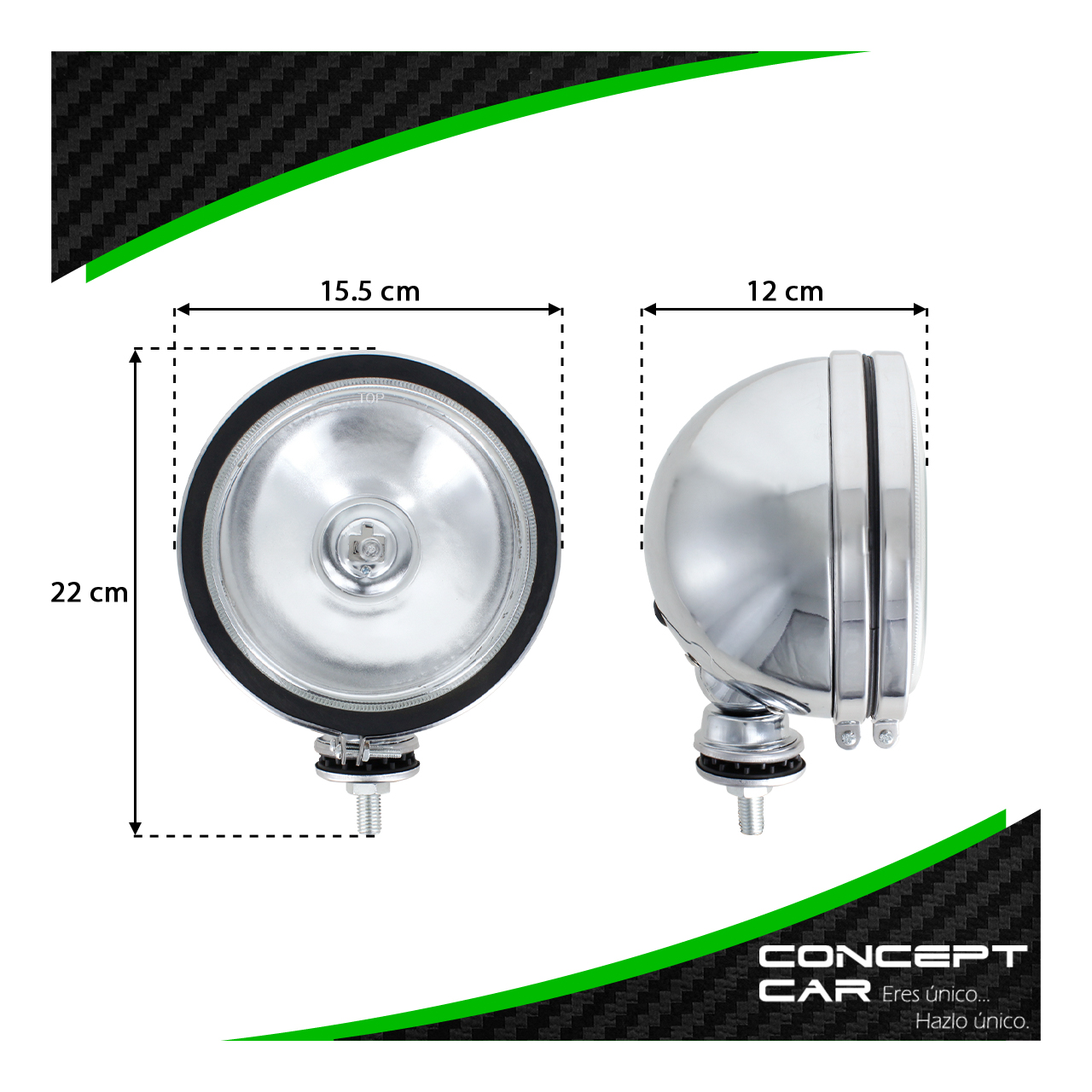 Faro Halogeno Redondo 4x4 H3 Base Cromada 6 Pulg Universal