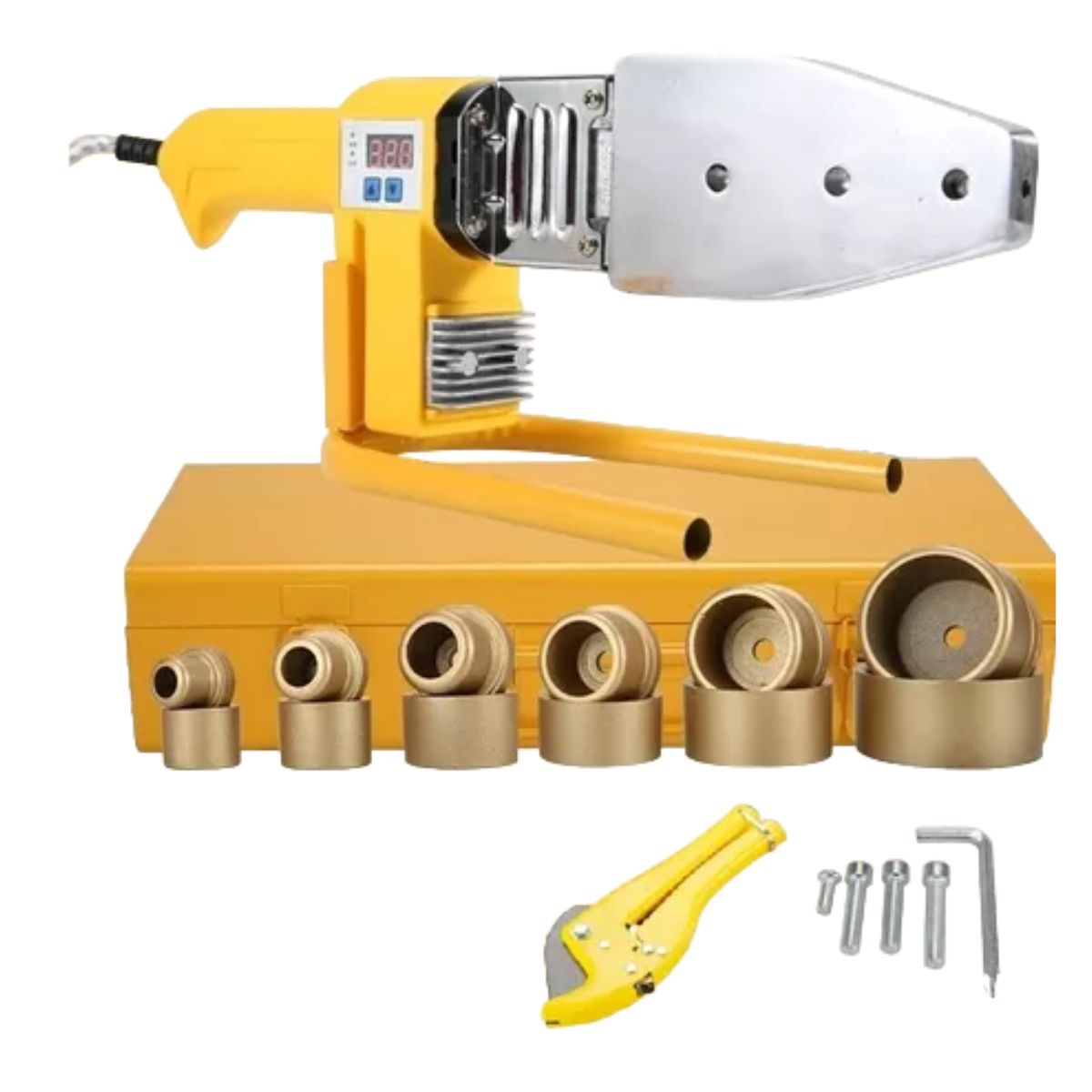 Kit Termofusor Pantalla Digital Con 6 dados Y Tijeras 1000w Amarilla