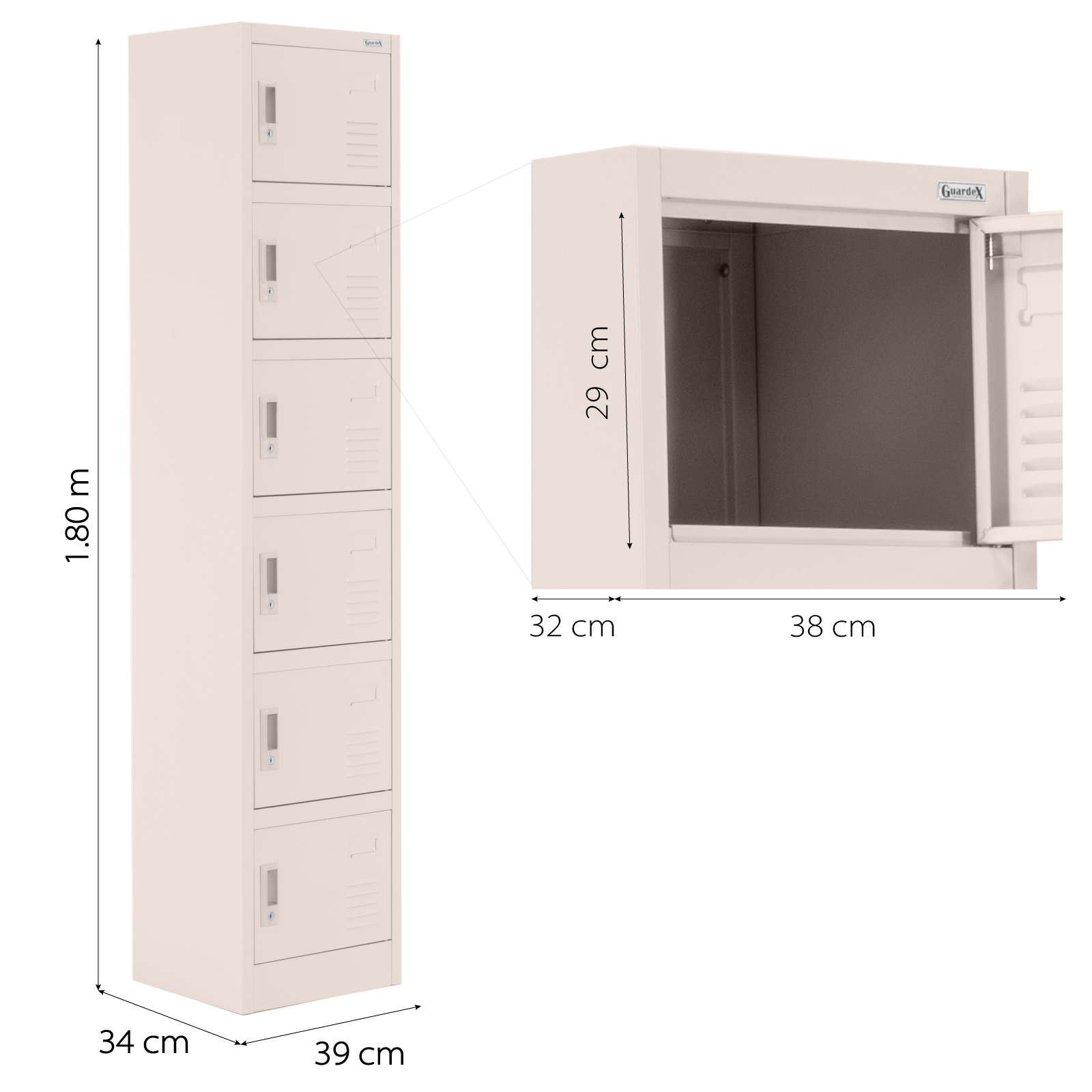 Locker Casillero Metálico Guardex C/ 6 Puertas Y Chapa