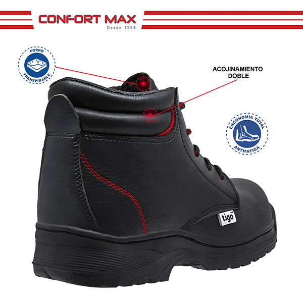 Zapato de Seguridad Tigo by WSM, Ergonómico y muy ligero. Con casquillo de Policarbonato. Bota Industrial. 9005-M