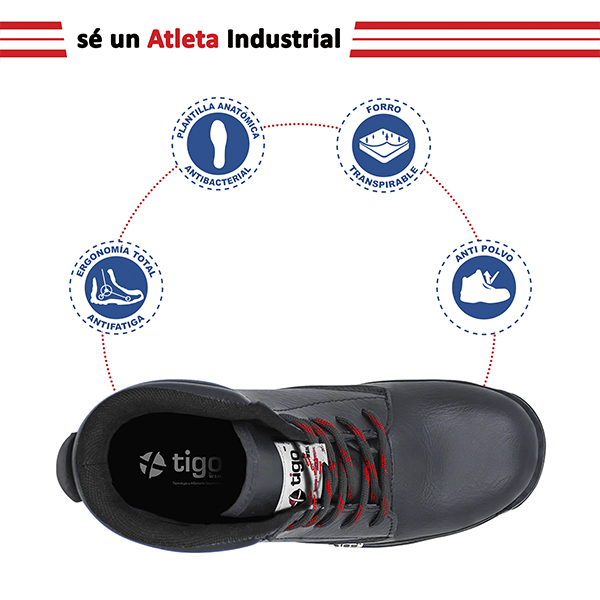 Zapato de Seguridad Tigo by WSM, Ergonómico y muy ligero. Con casquillo de Policarbonato. Bota Industrial. 9005-M