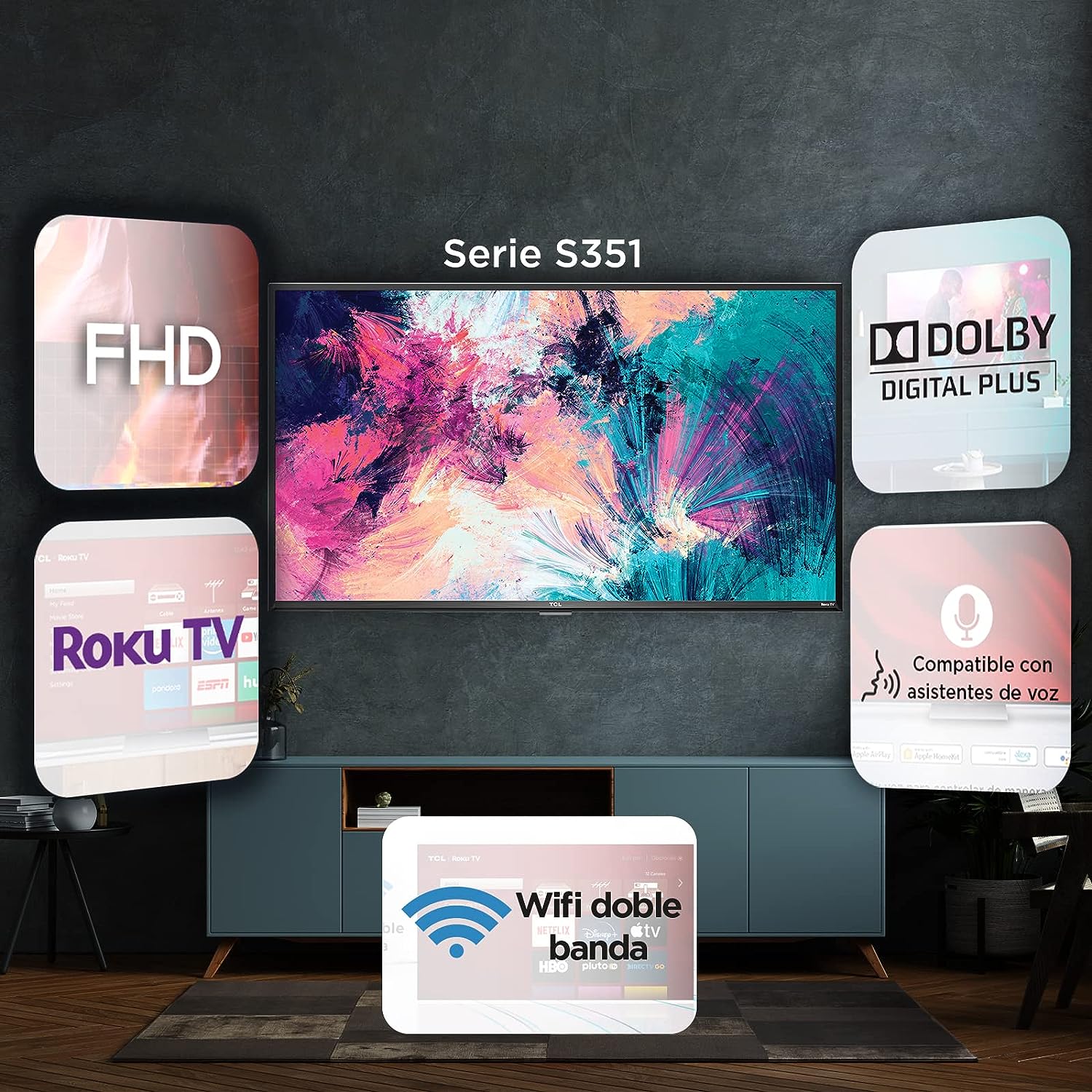 Pantalla Tcl 40s351 40 Pulgadas Smart TV Full Hd Va Roku
