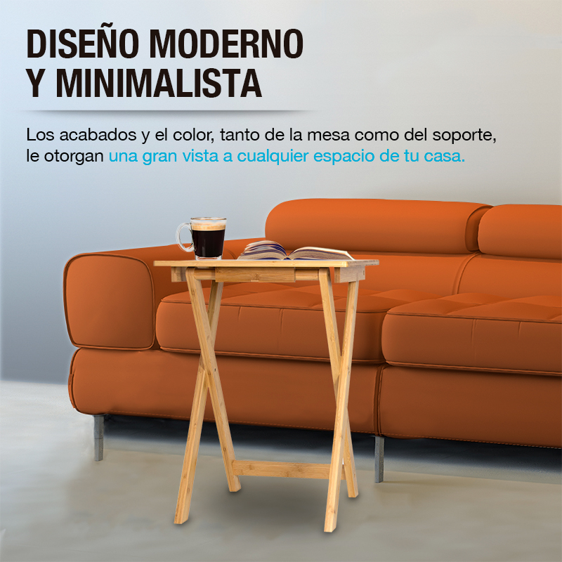 2 MESAS PLEGABLES DE SERVICIO CON BASE FABRICADAS EN BAMBÚ