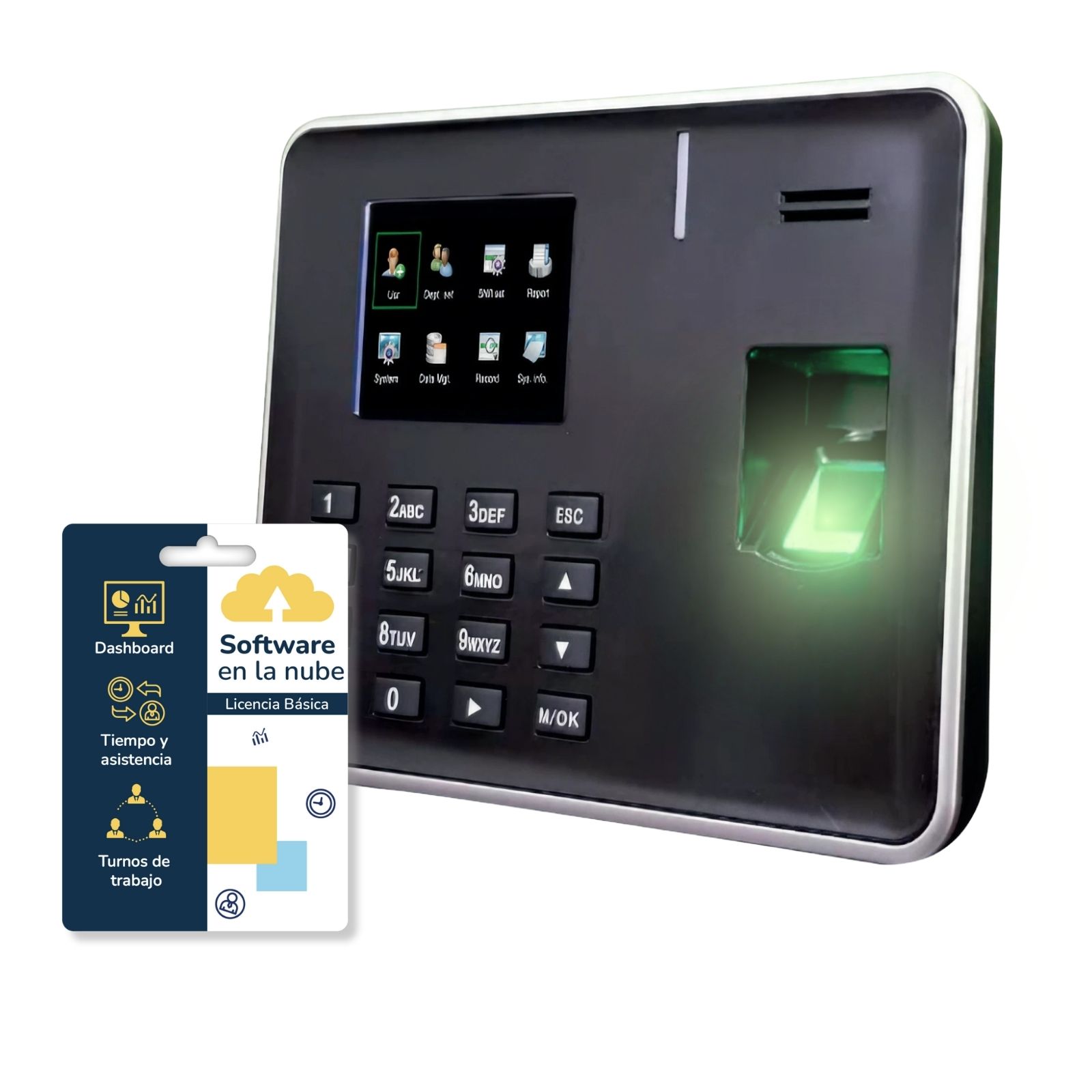 BioNet Reloj checador biométrico serie A más licencia Básica, 25 empleados por huella digital, asistencia de tiempos, máquina para fichar, marcar tarjeta, control de asistencia