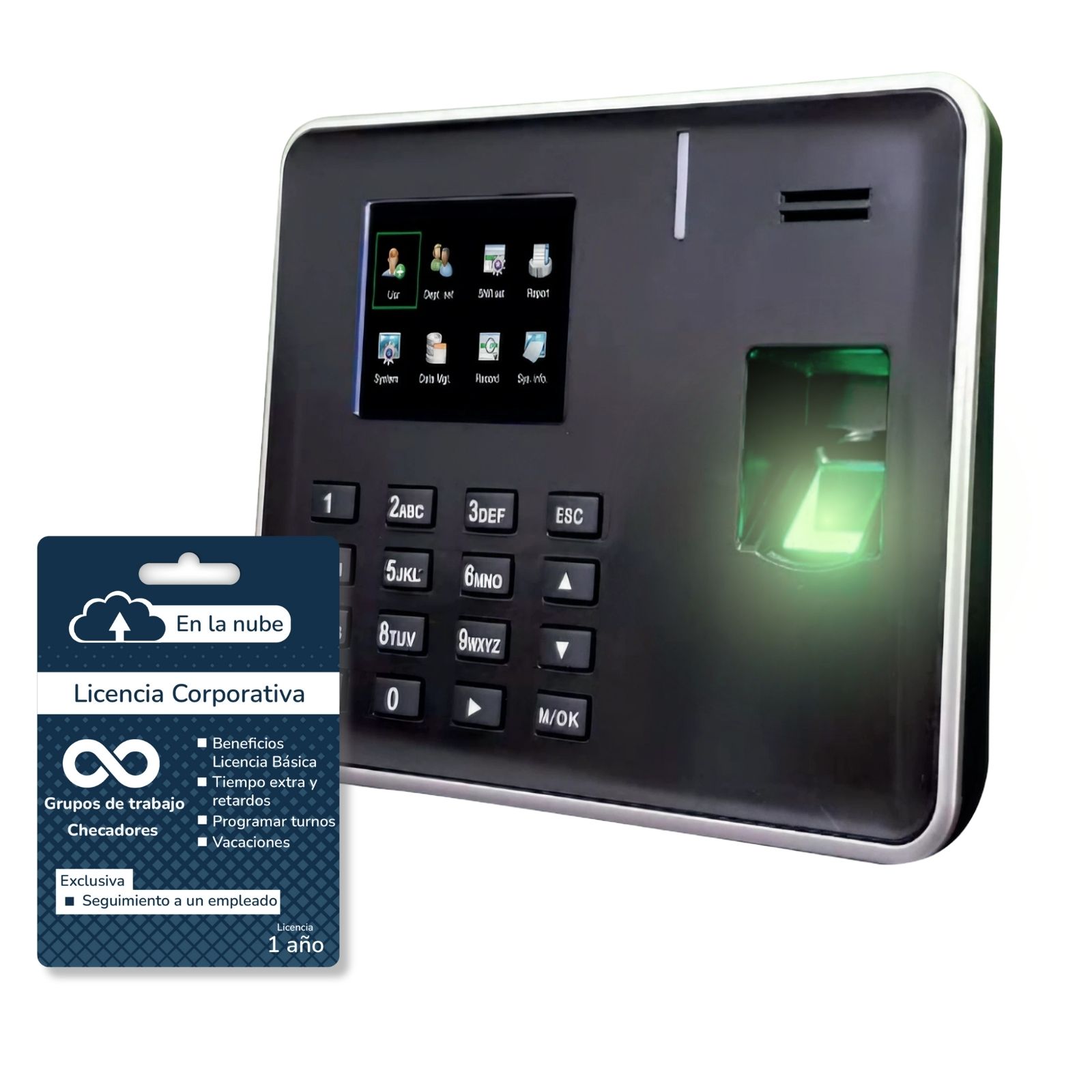 BioNet Reloj checador biométrico serie A más licencia PYME, 25 empleados por huella digital, asistencia de tiempos, máquina para fichar, marcar tarjeta, control de asistencia