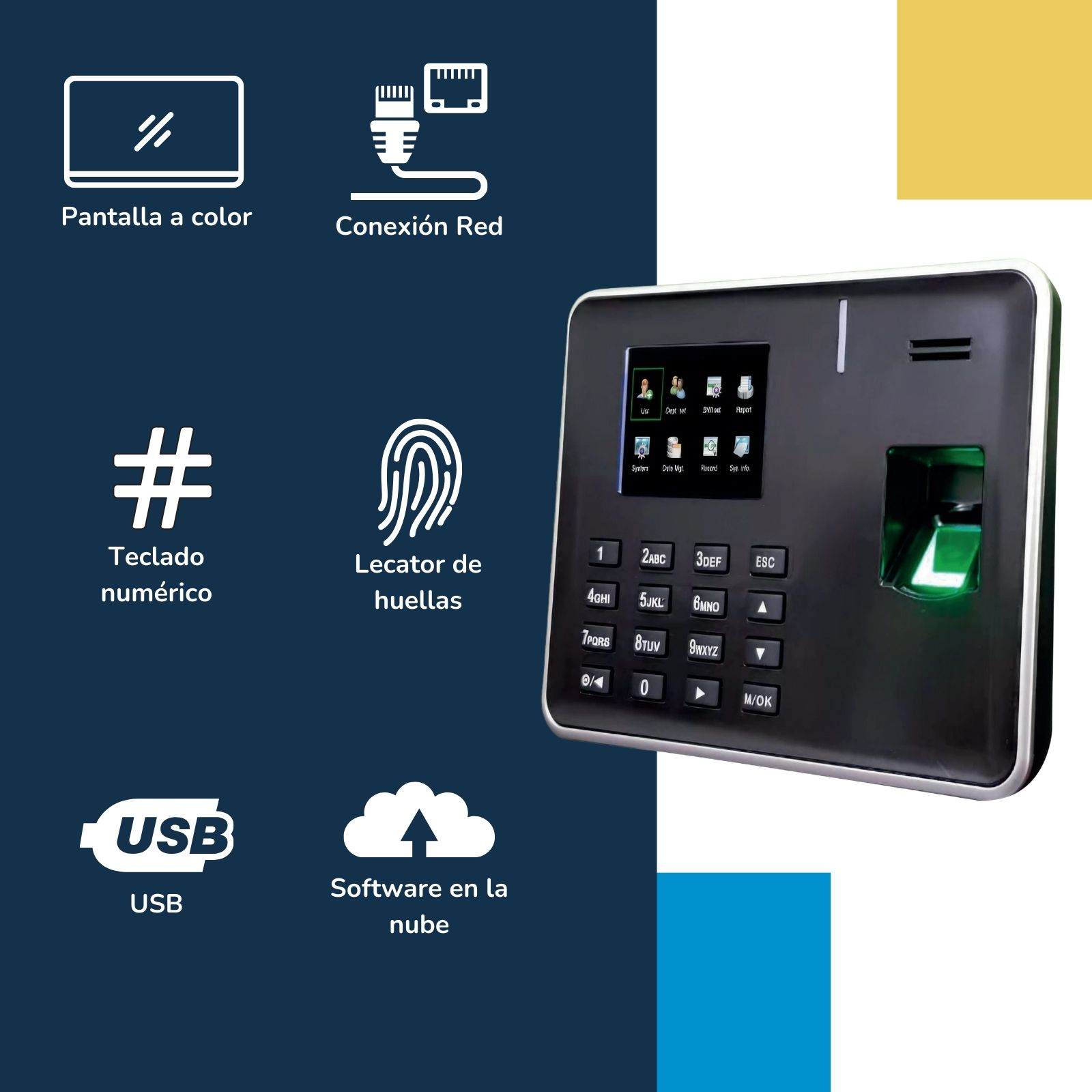BioNet Reloj checador biométrico serie A más licencia Corporativa, 25 empleados por huella digital, asistencia de tiempos, máquina para fichar, marcar tarjeta, control de asistencia