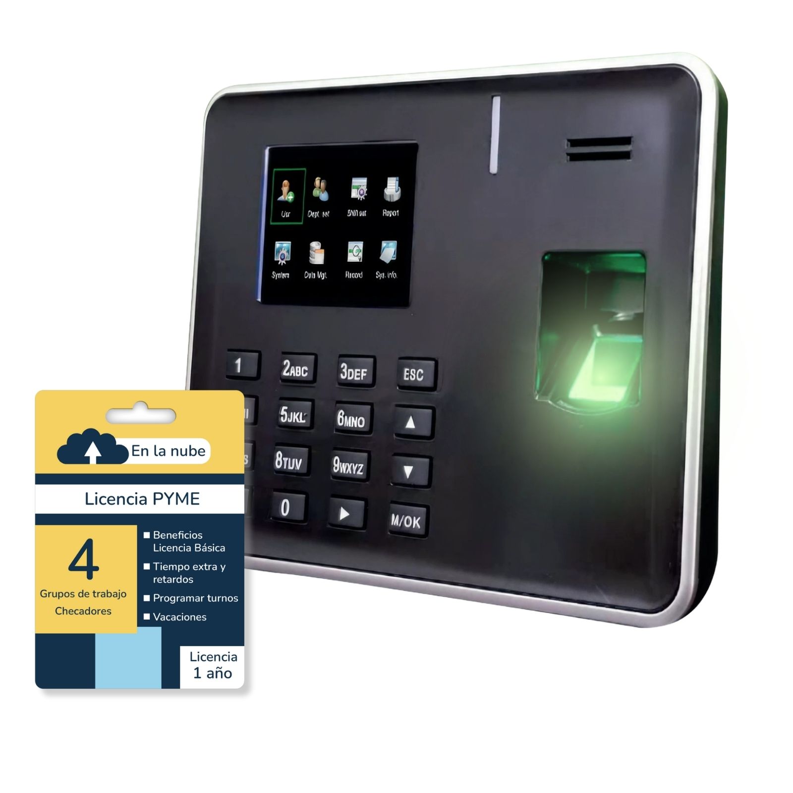 BioNet Reloj checador biométrico serie A más licencia Corporativa, 25 empleados por huella digital, asistencia de tiempos, máquina para fichar, marcar tarjeta, control de asistencia