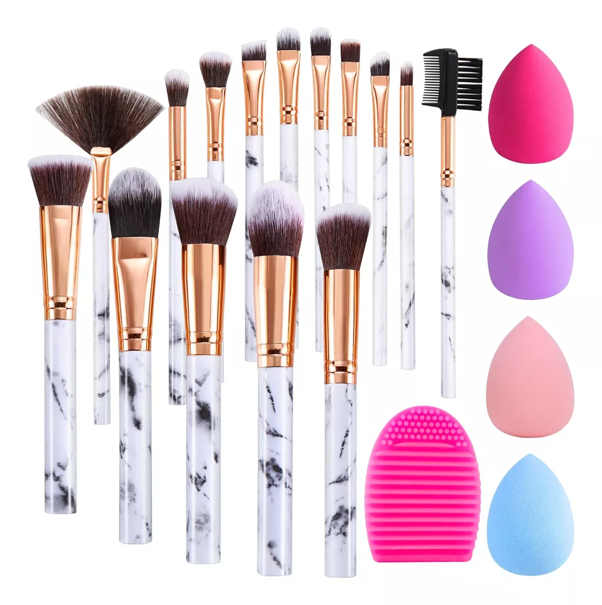 Brochas Para Maquillaje con Esponjas 15 Pz Blanco