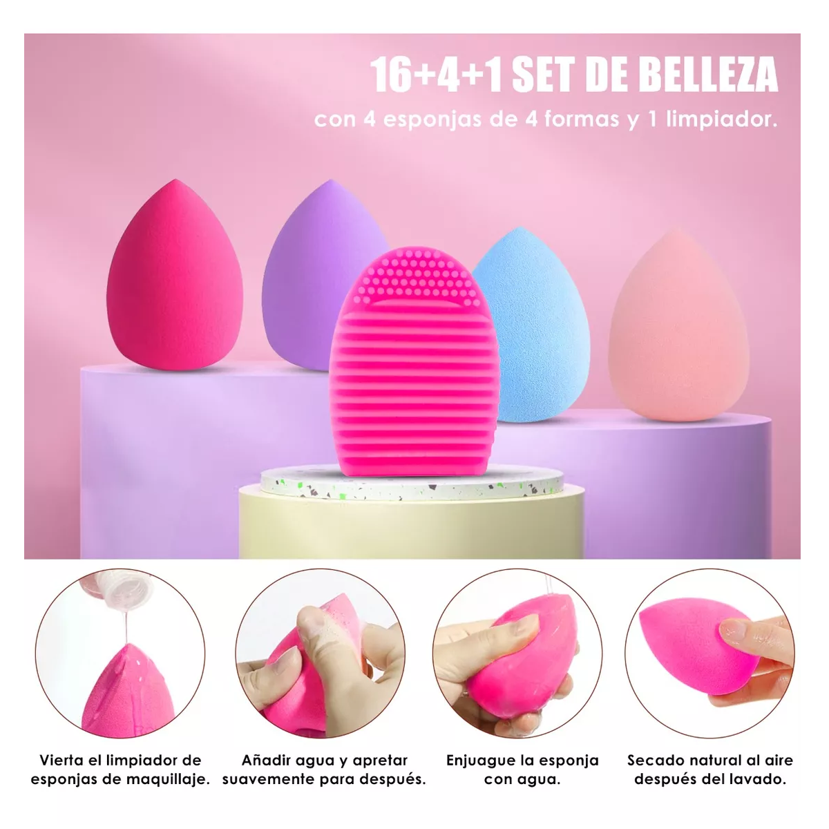 Brochas Para Maquillaje con Esponjas 15 Pz Blanco