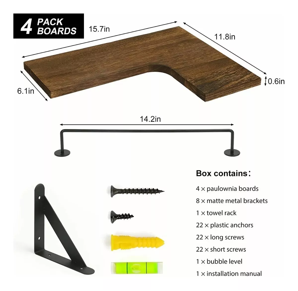 Estante Esquinero Flotante 3 Piezas Madera Oscura