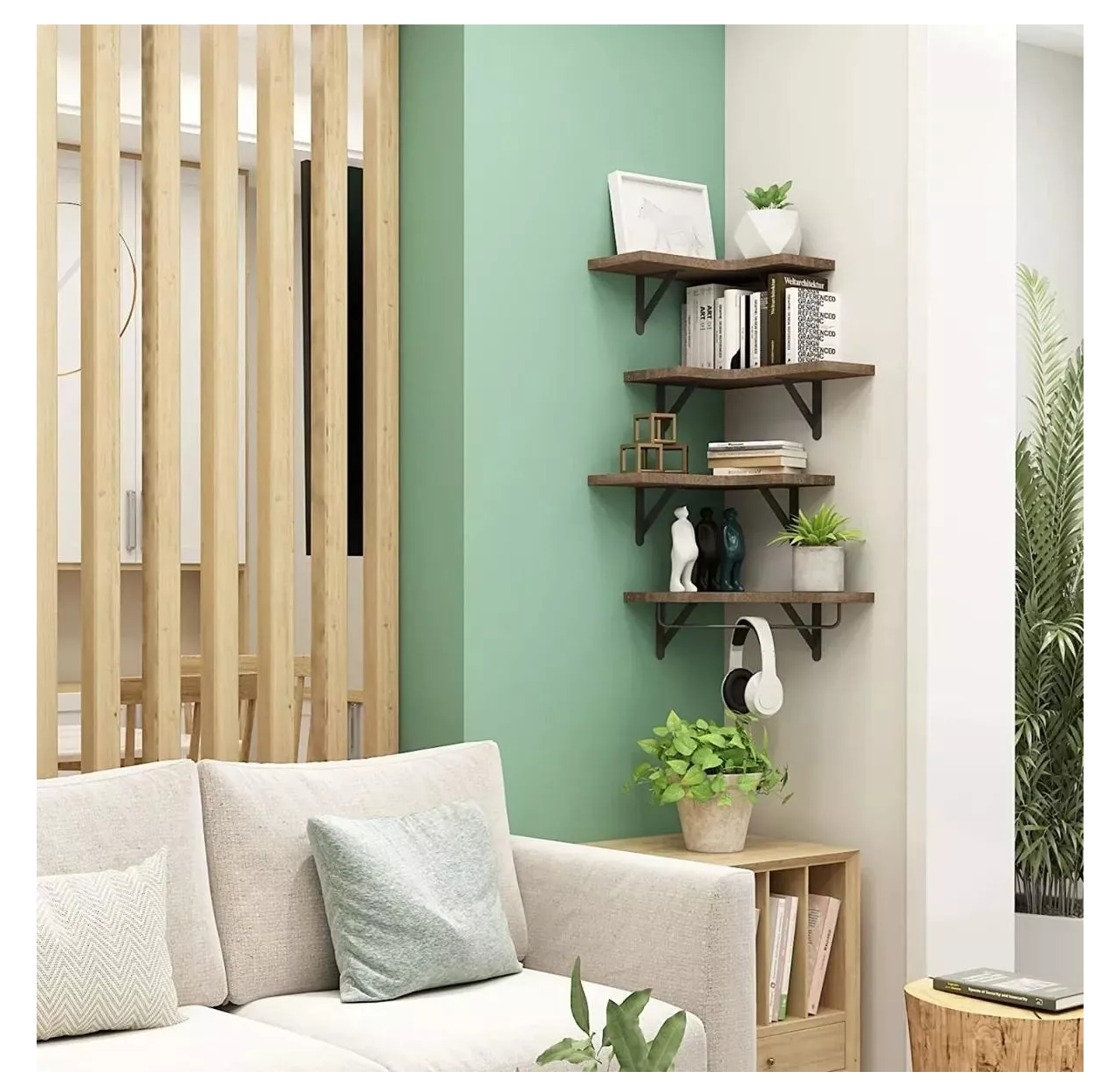 Estante Esquinero Flotante 3 Piezas Madera Oscura