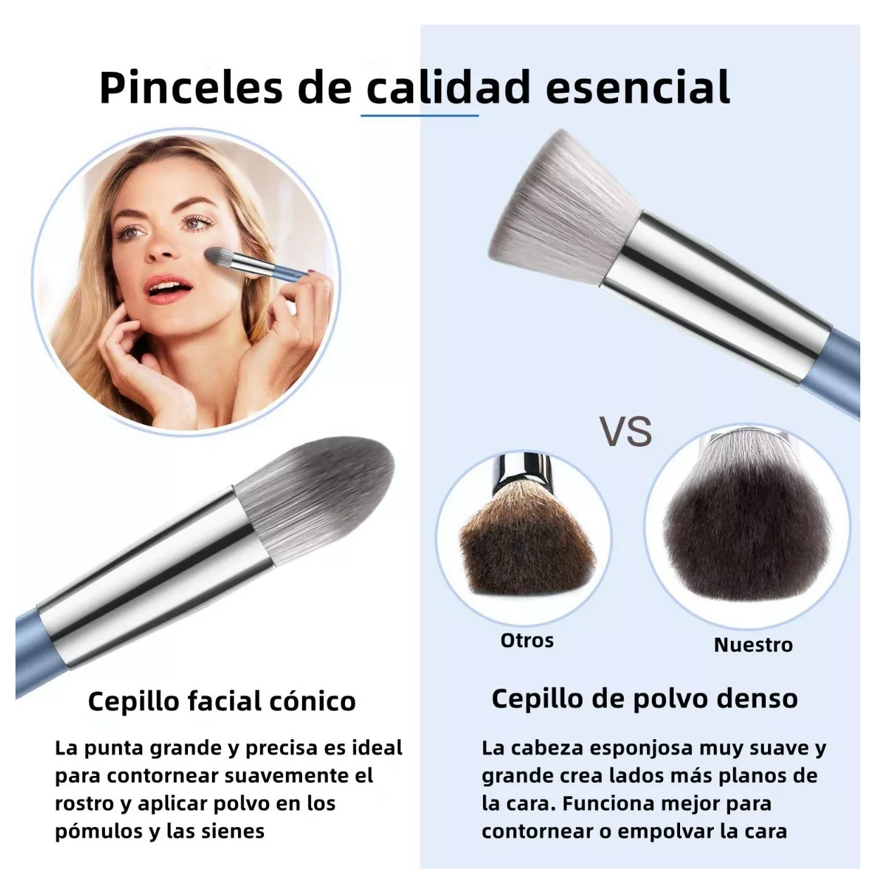 Kit de Brochas De Maquillaje Con Esponja 16 Piezas Azul 