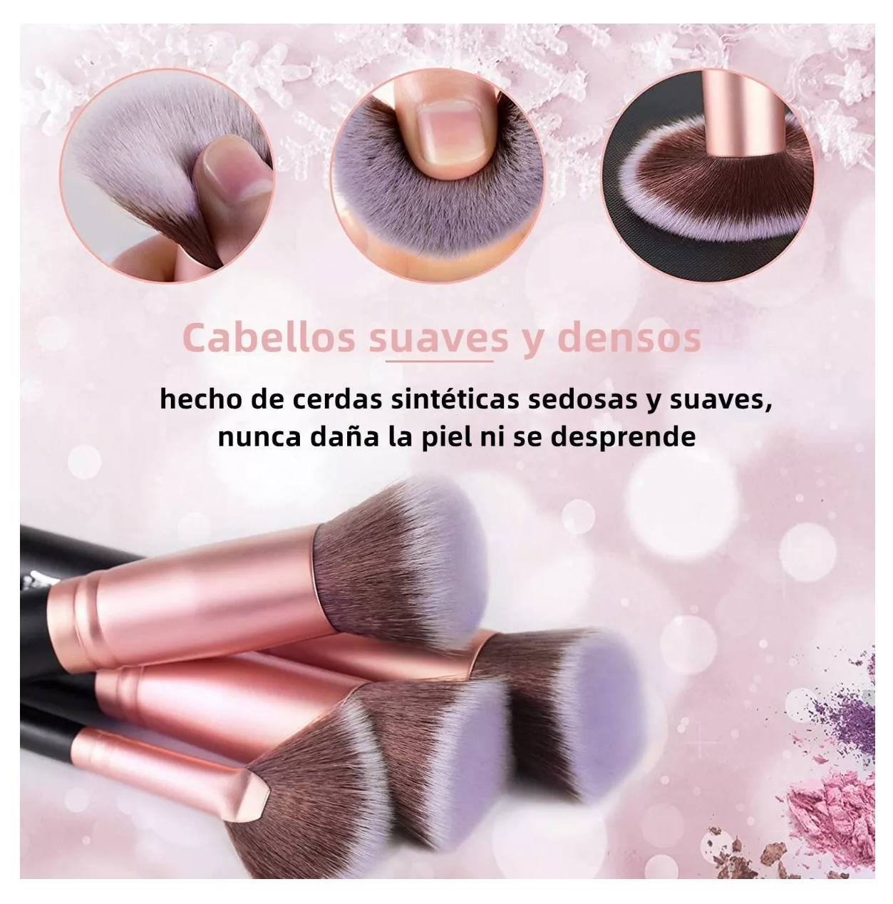 Brochas De Maquillaje Kit Con Esponja 16 Rosa Negro