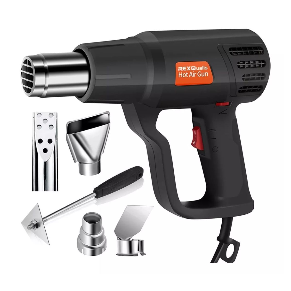 Pistola De Calor De 2000w Temperatura Regulable 4 Boquillas Negro 