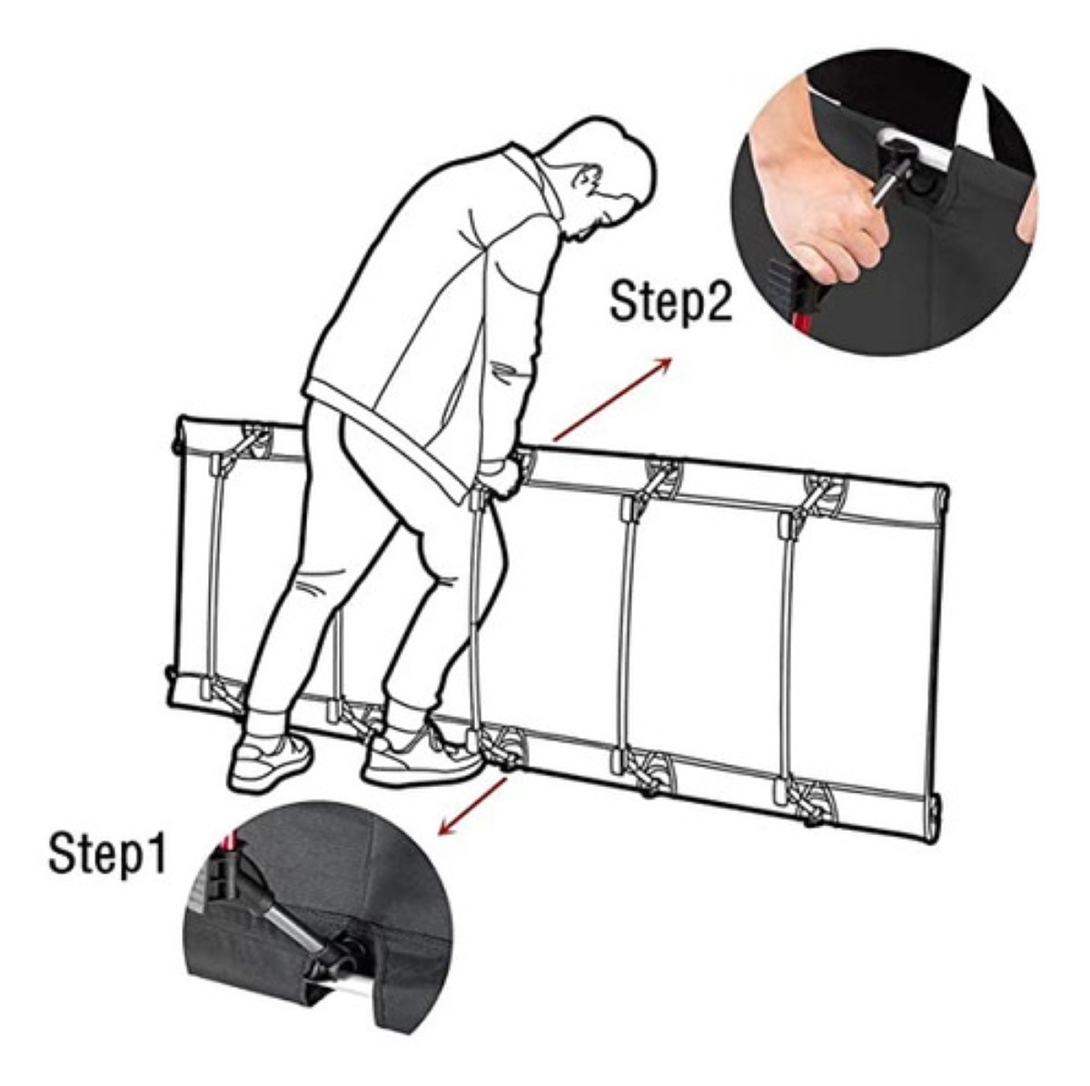 Catre Cama Para Acampar Plegable Ultraligera Portátil, 1.9m Negra