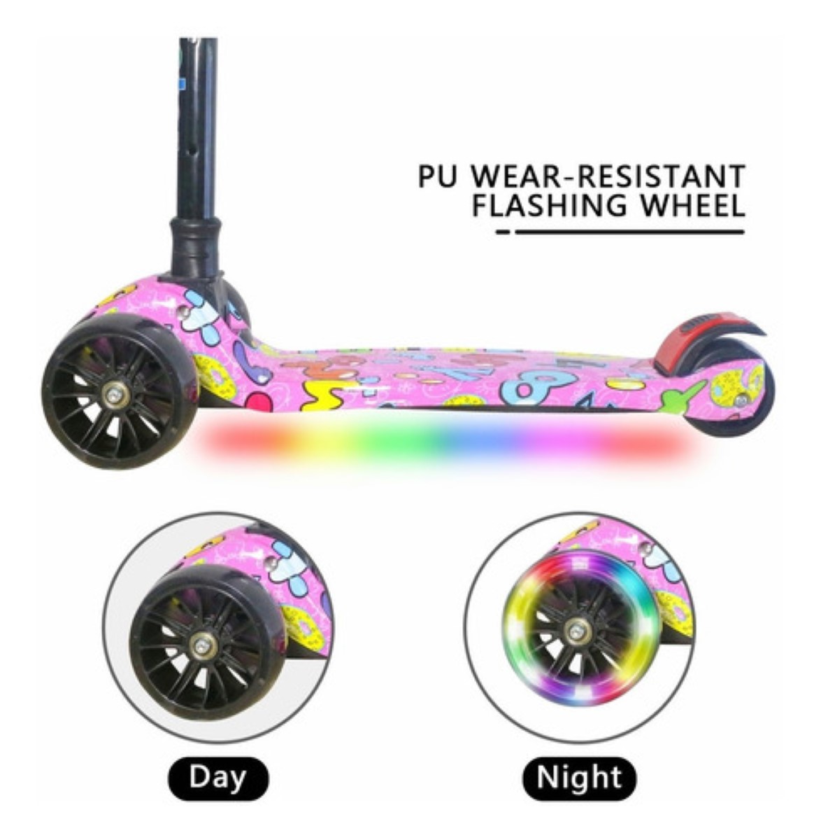 Patinete 3 ruedas infantil c/luces de colores