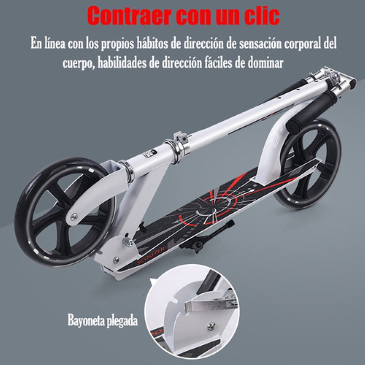 Scooter Patin Plegable Ajustable Para Adulto Blanco