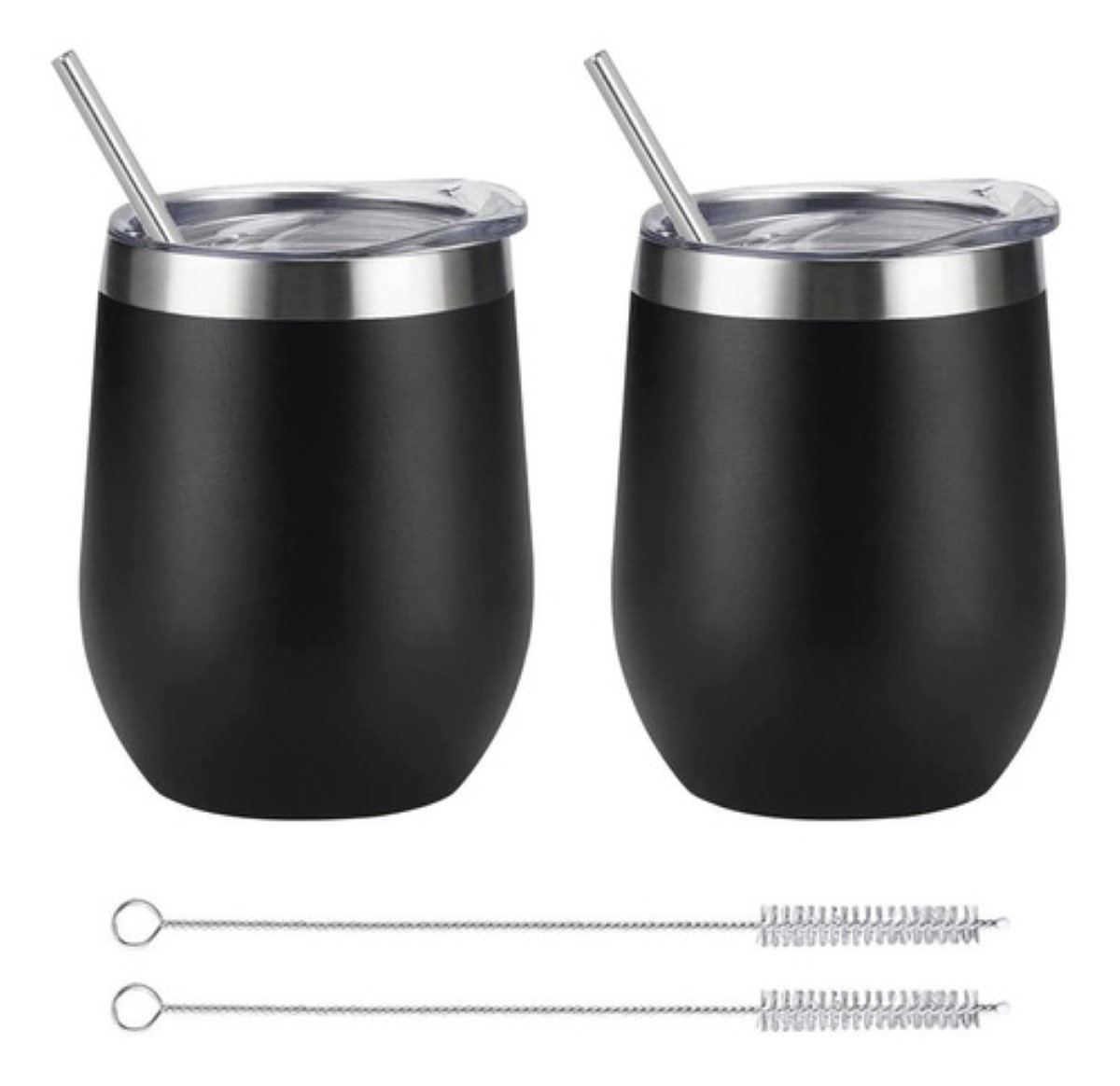 Vaso Termico Acero Inoxidable frio/calor 2 Piezas Negro 12 Oz