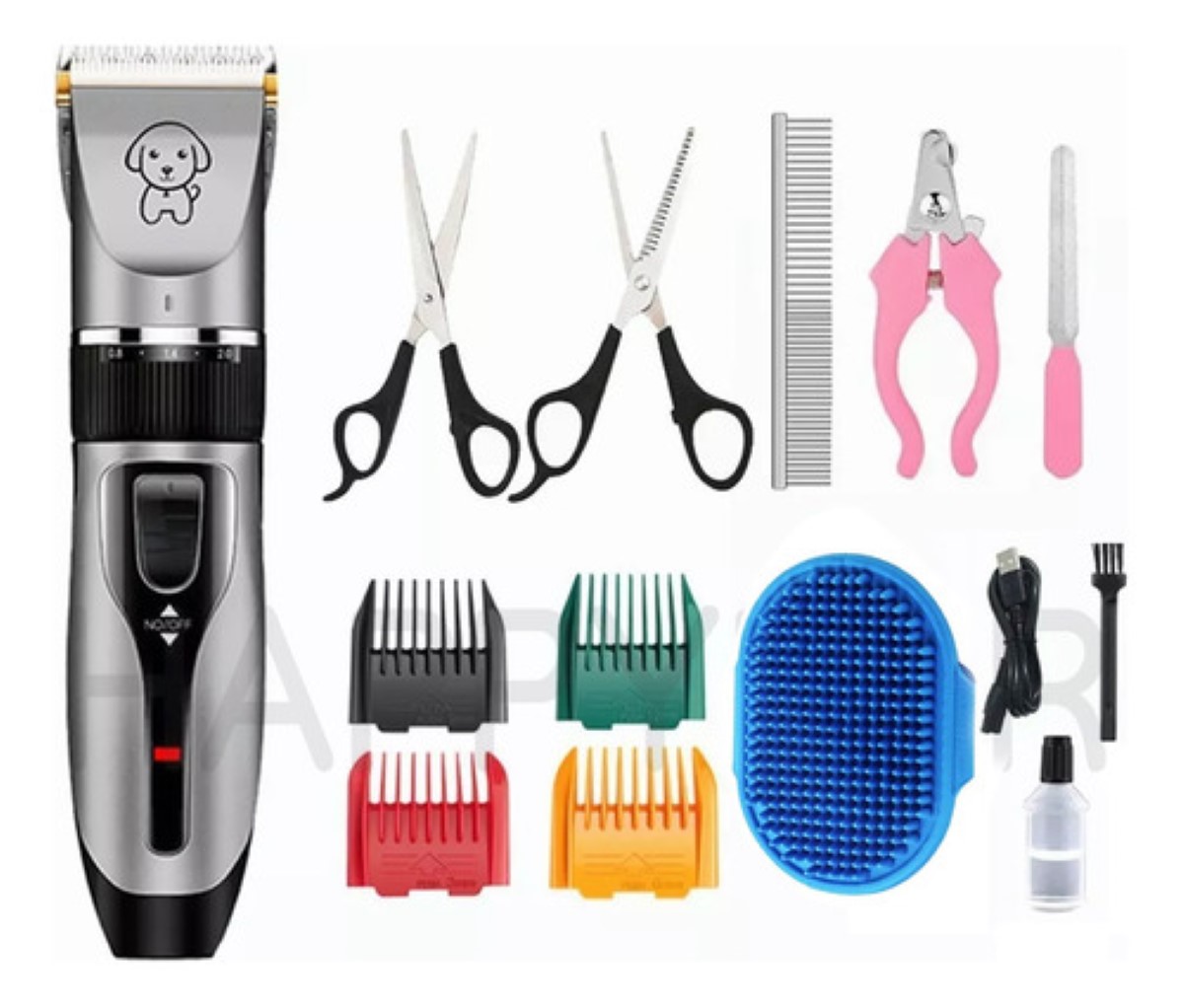 Máquina Rasuradora Cortadora Pelo Para Perros Mascotas Gris
