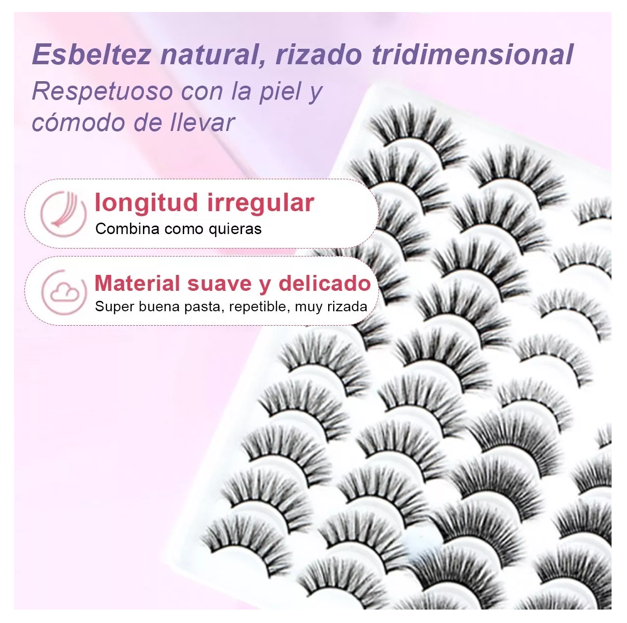 Kit De Pestañas Postizas 3d Mixtas De Visón Natural 20 Pares 