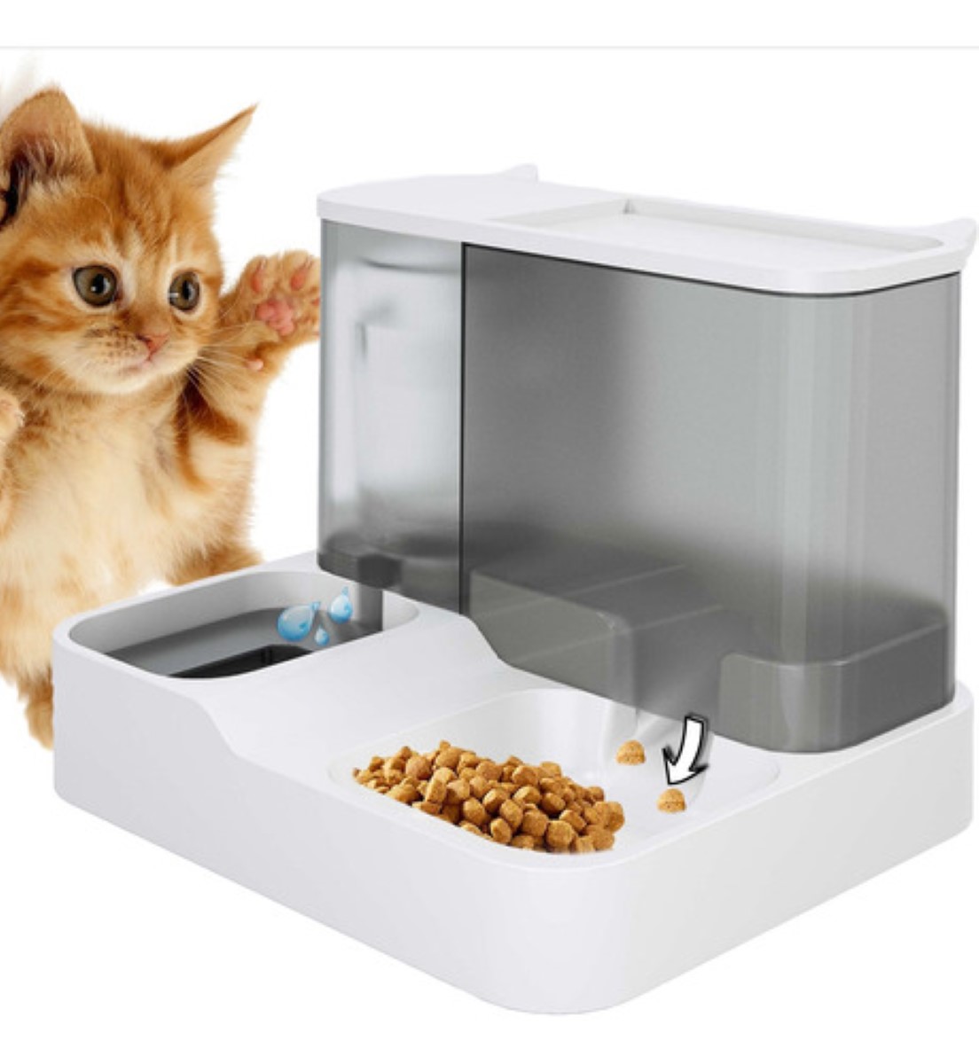 Dispensador Comedero Y Bebedero Automático Macotas  Blanco