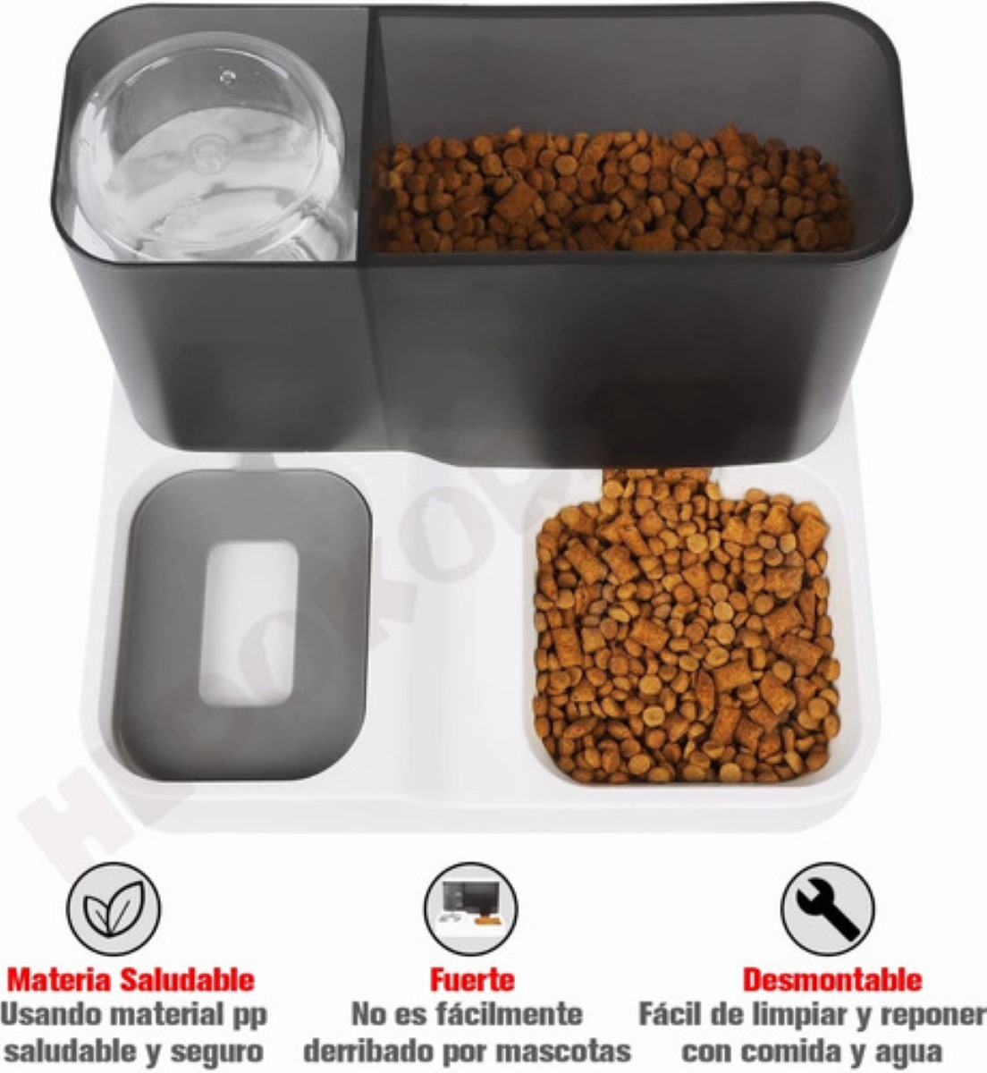 Dispensador Comedero Y Bebedero Automático Macotas  Blanco