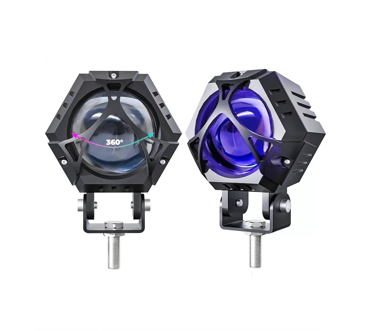 Faros Auxiliares de Lupa 120w Para Auto Con Estrobo 2 Piezas 