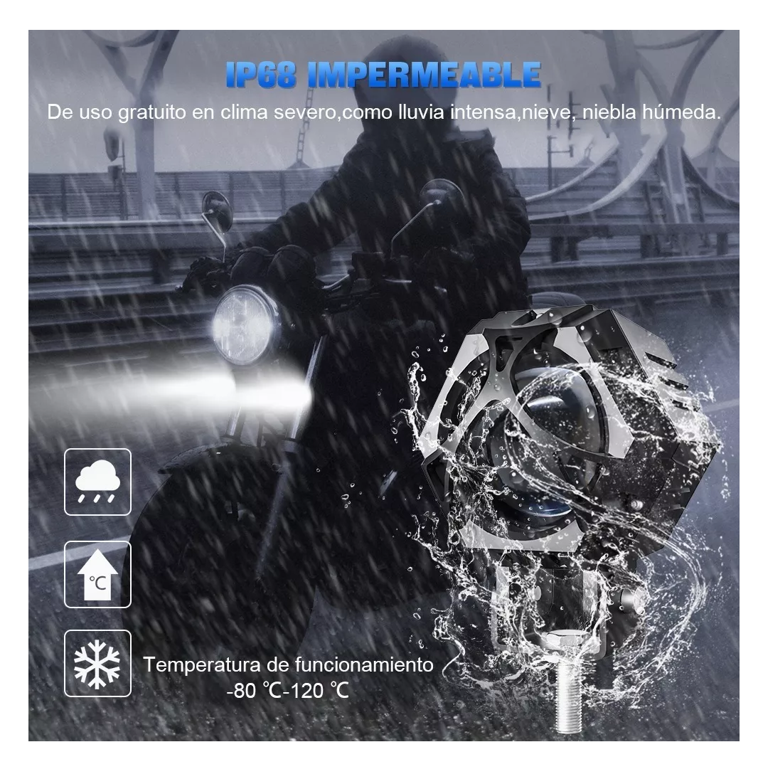 Faros Auxiliares de Lupa 120w Para Auto Con Estrobo 2 Piezas 