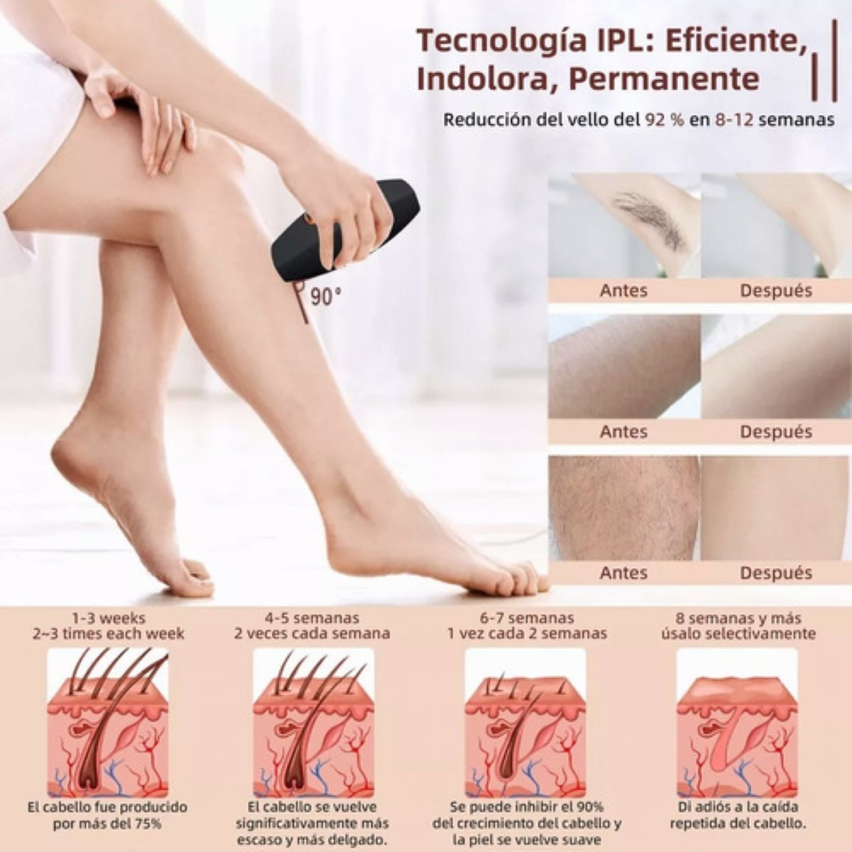 Depiladora Láser De Luz Ipl Permanente Negra