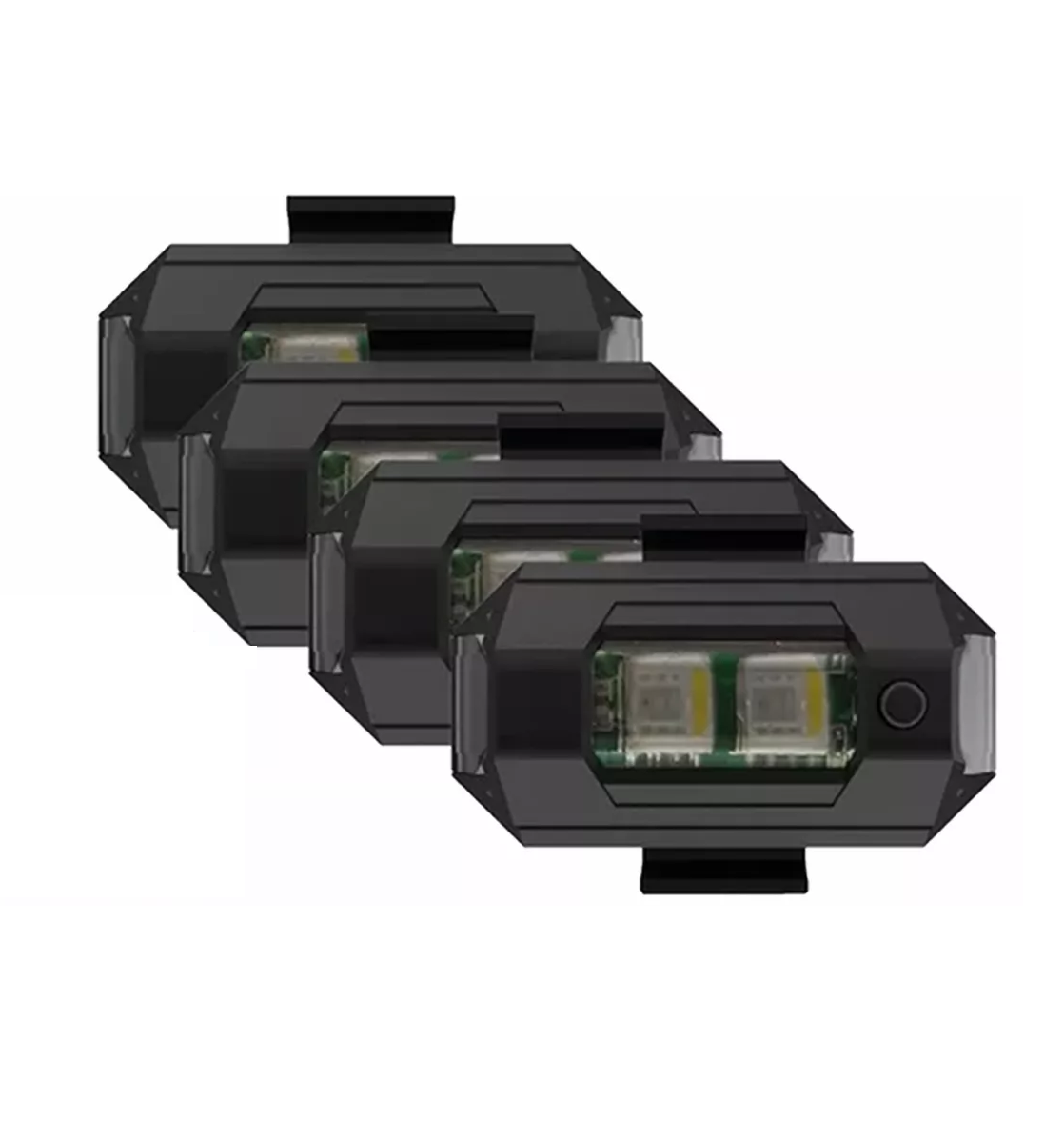 Mini Luces Moto Y Bicicleta 31 Funciones 4 Piezas Negras