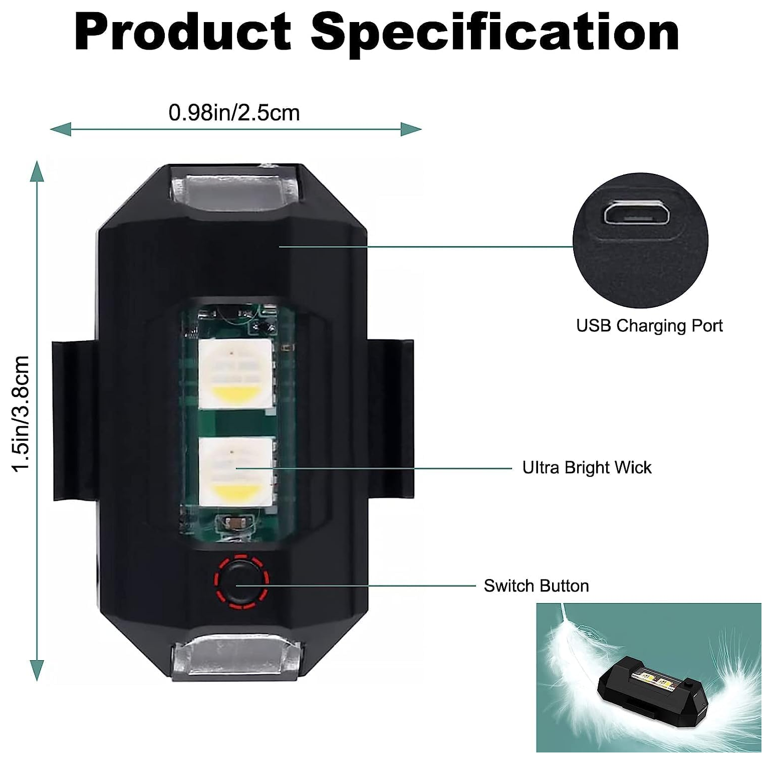 Mini Luces Moto Y Bicicleta 31 Funciones 4 Piezas Negras