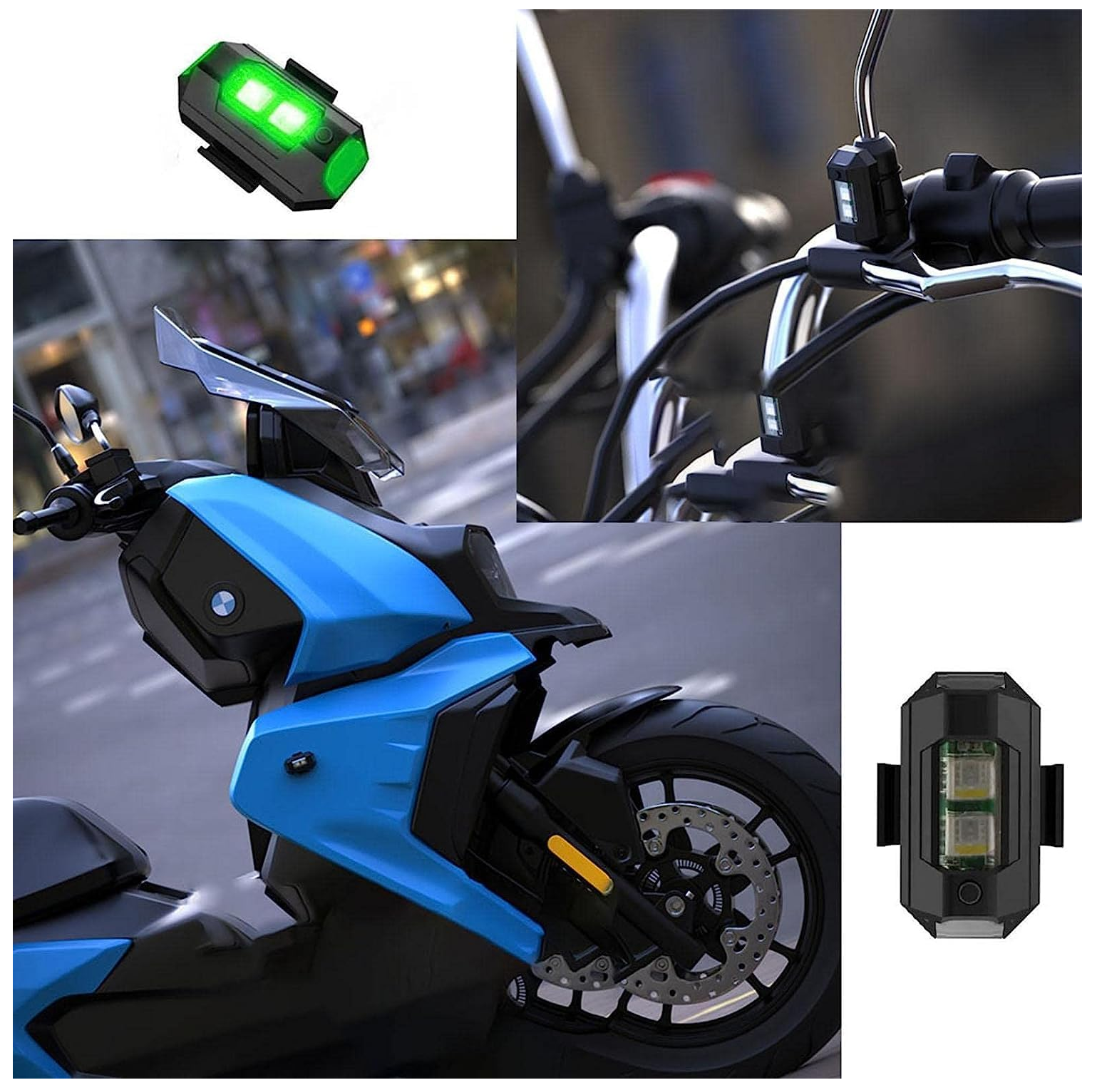 Mini Luces Moto Y Bicicleta 31 Funciones 4 Piezas Negras