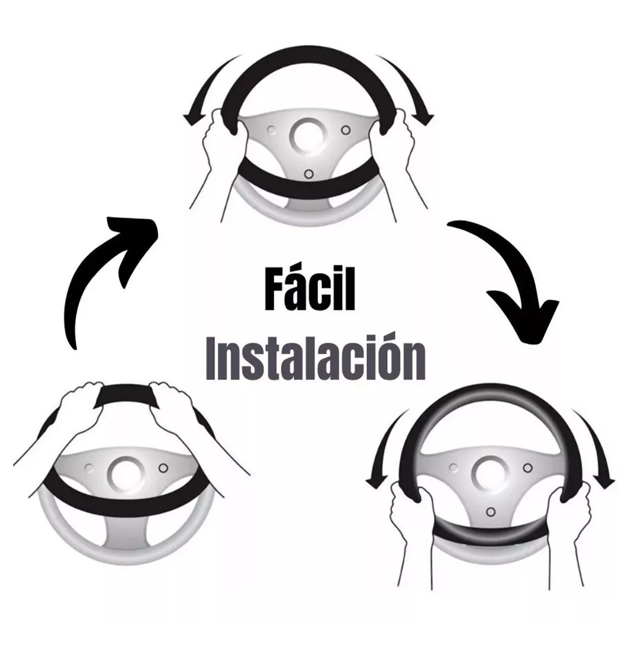 Kit Accesorio de Auto Funda Cubre Volante 3 Piezas 