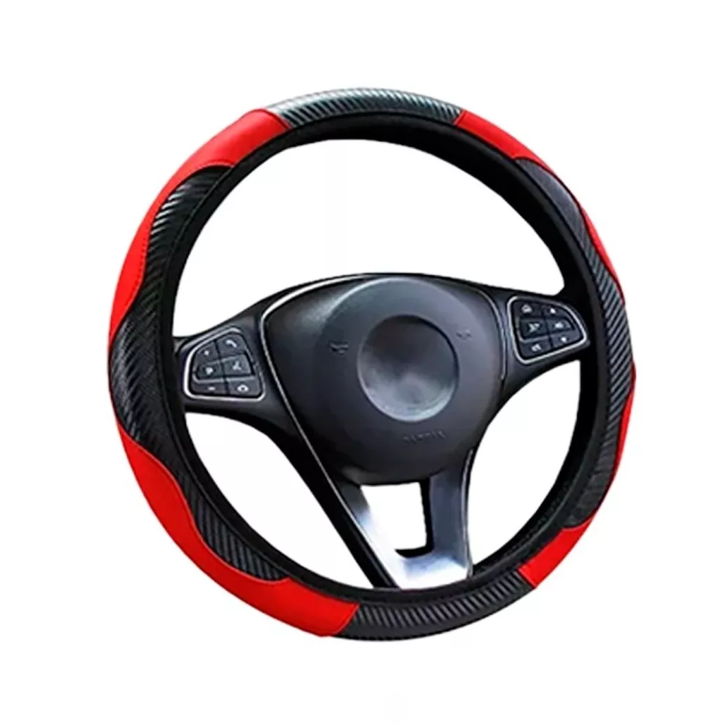Funda Cubre Volante Deportivo Protector Antiderrapante Rojo con NEGRO 
