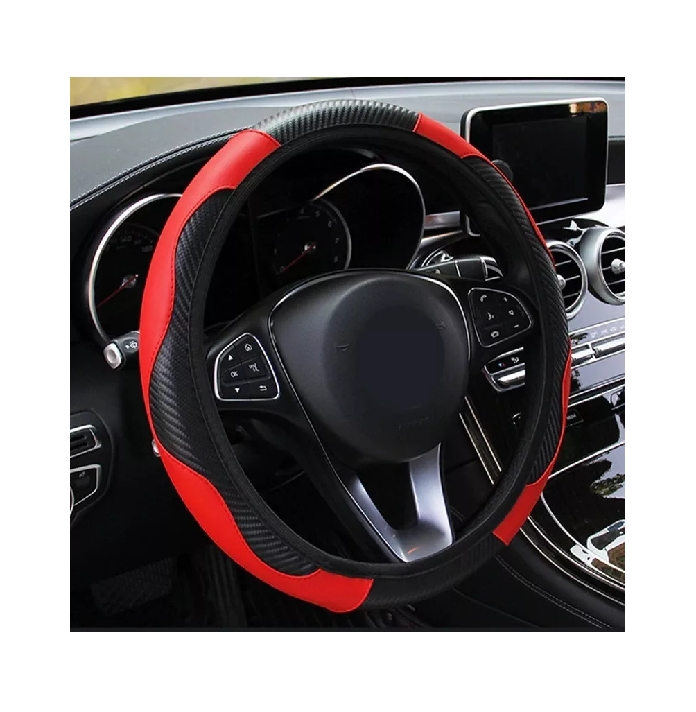 Funda Cubre Volante Deportivo Protector Antiderrapante Rojo con NEGRO 