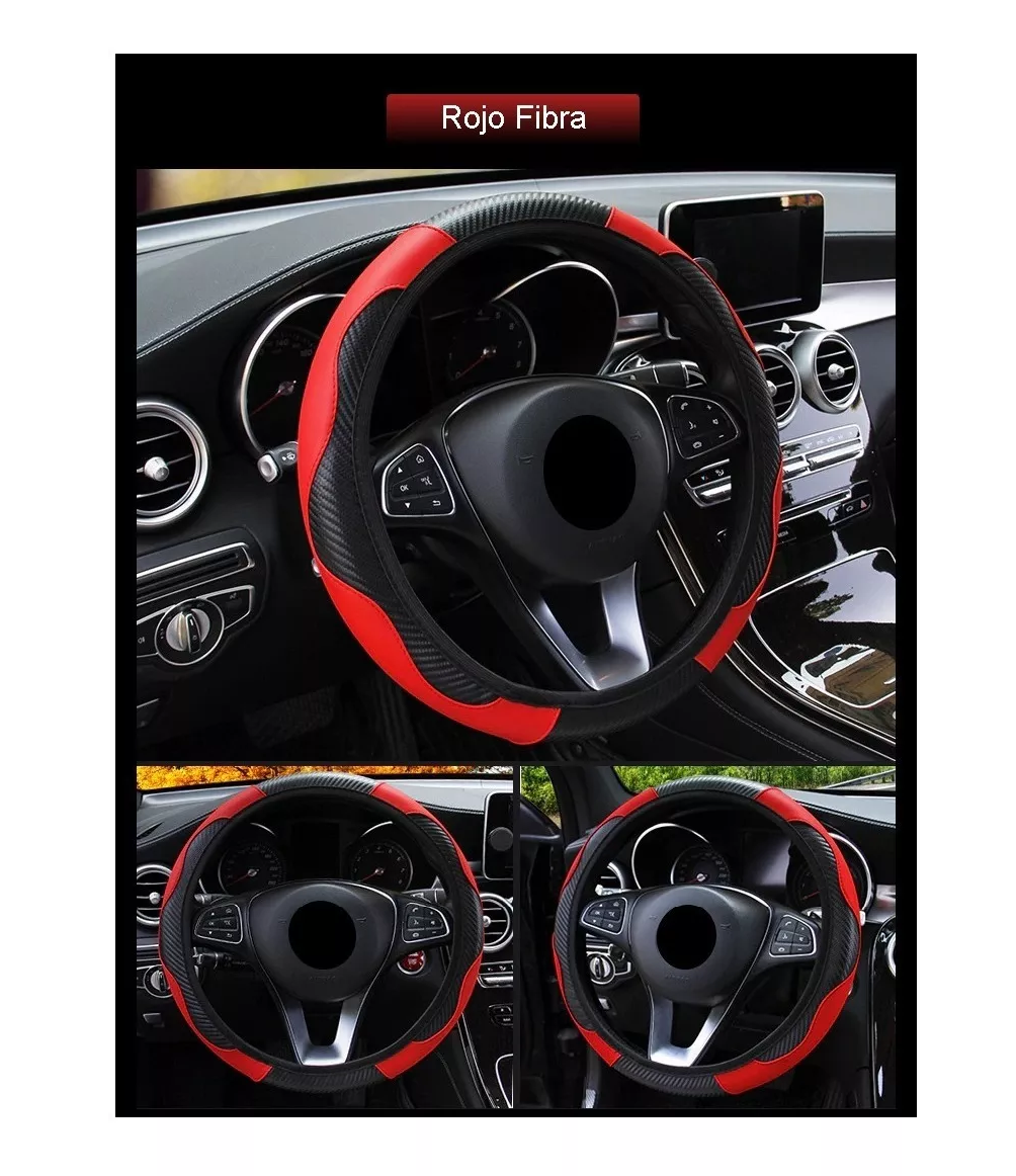 Funda Cubre Volante Deportivo Protector Antiderrapante Rojo con NEGRO 
