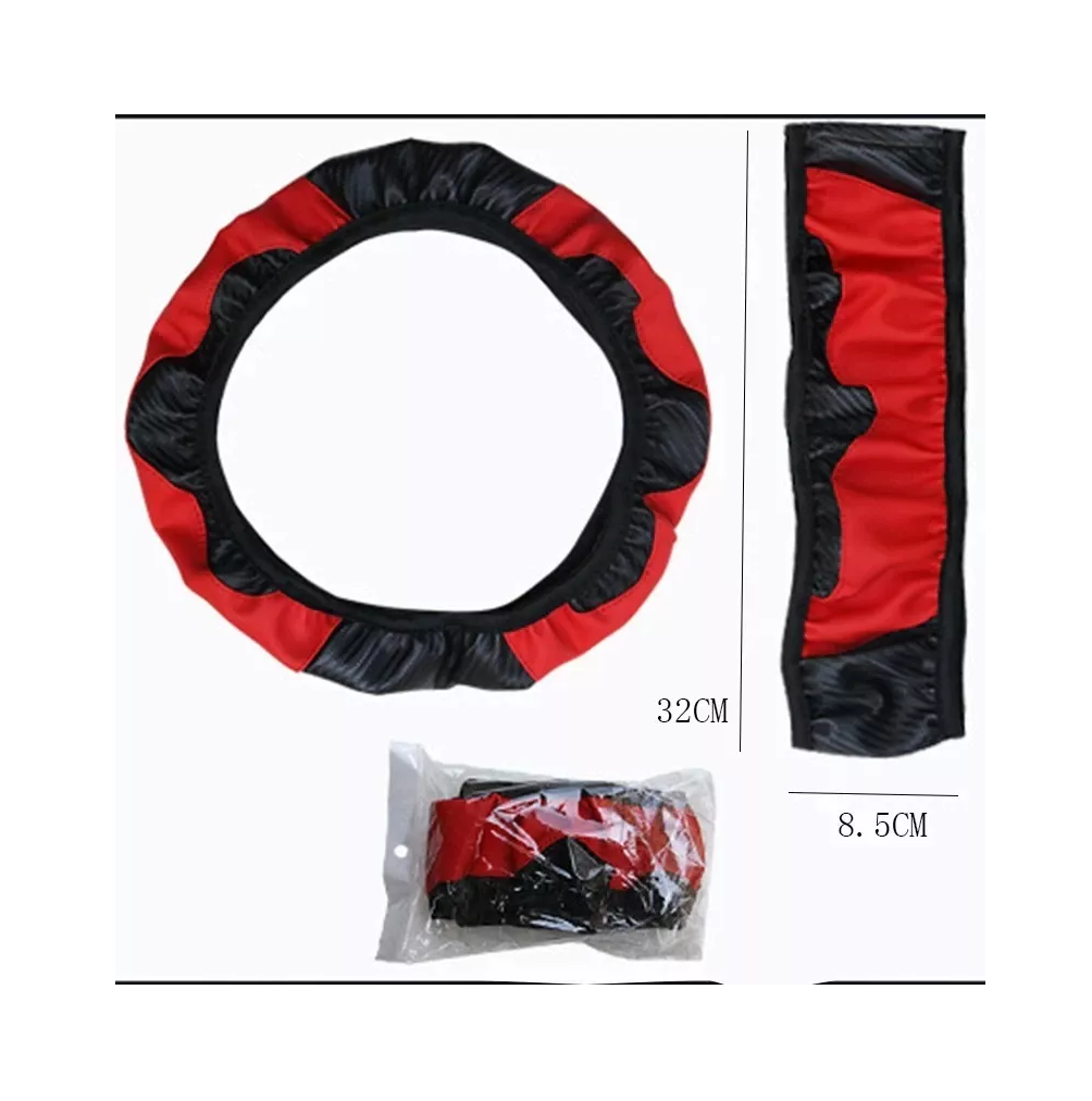 Funda Cubre Volante Deportivo Protector Antiderrapante Rojo con NEGRO 