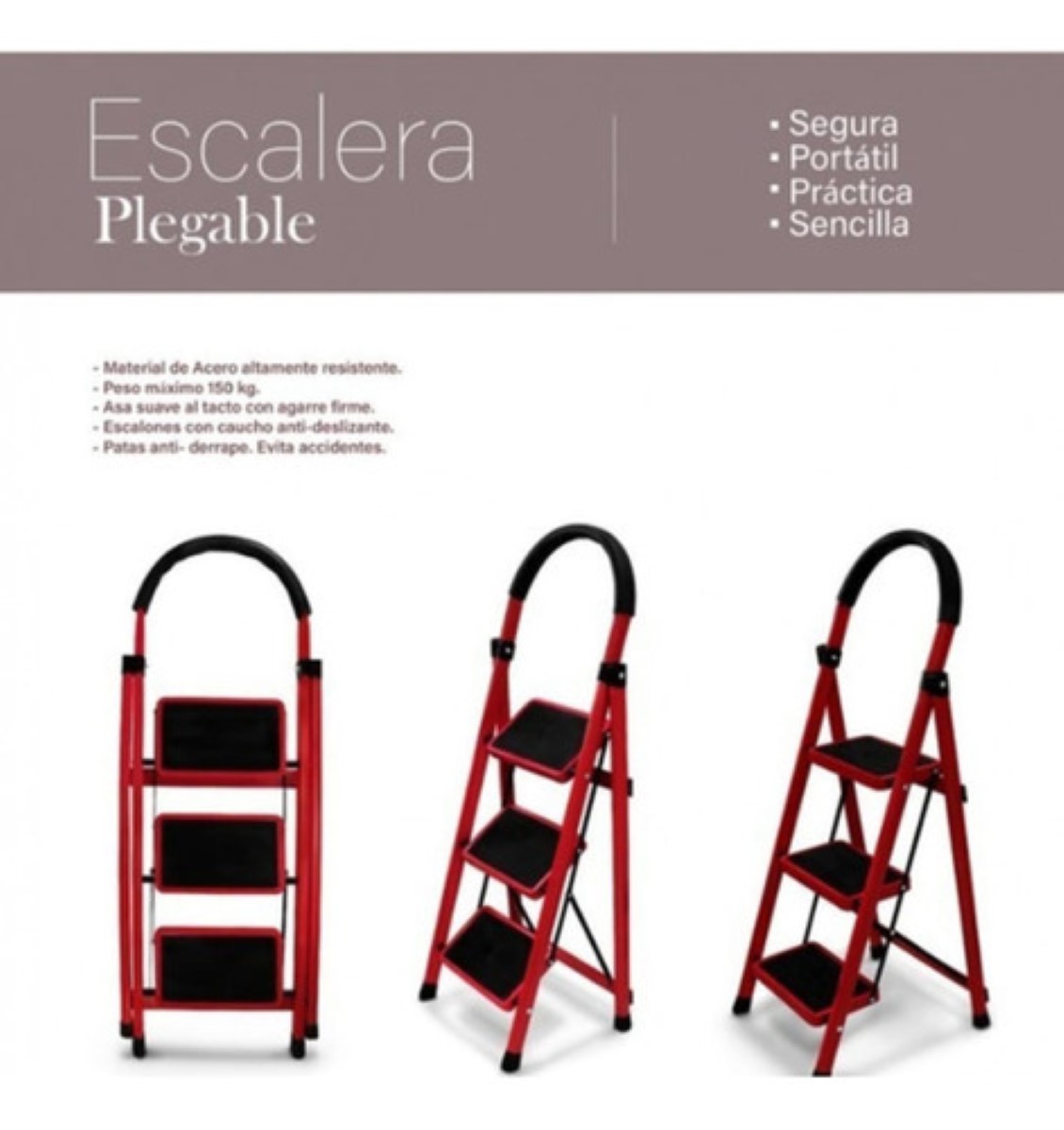 Ripley - ESCALERA MANO PLEGABLE PORTATIL ANTIDESLIZANTE HOGAR RONDON