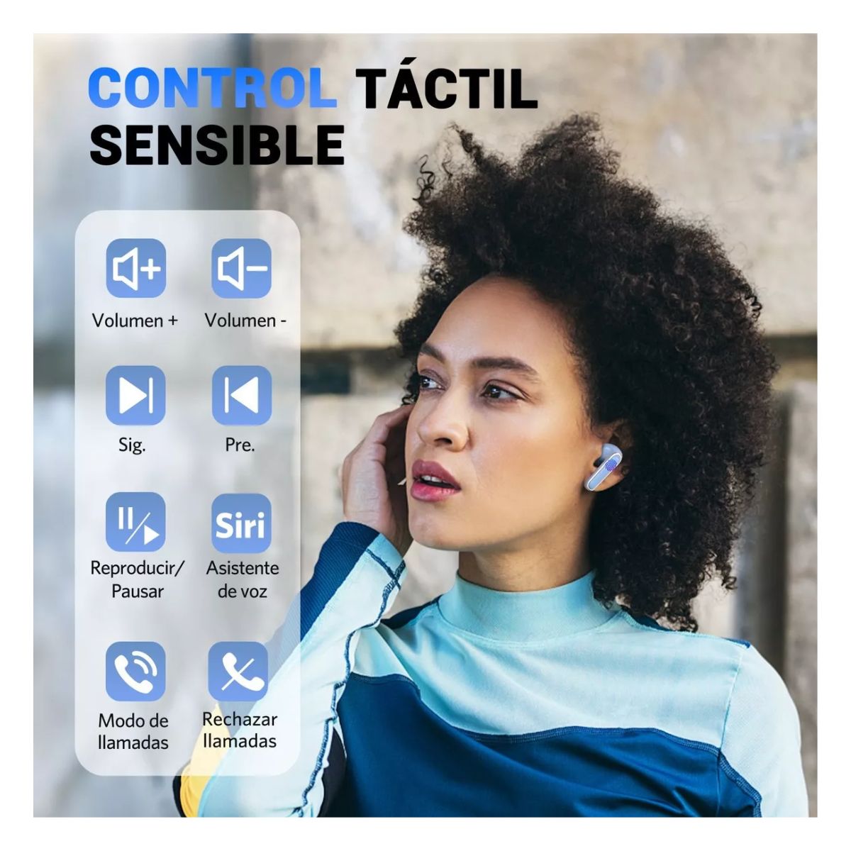 Audífonos in-ear inalámbricos Portatiles color Azul cielo 