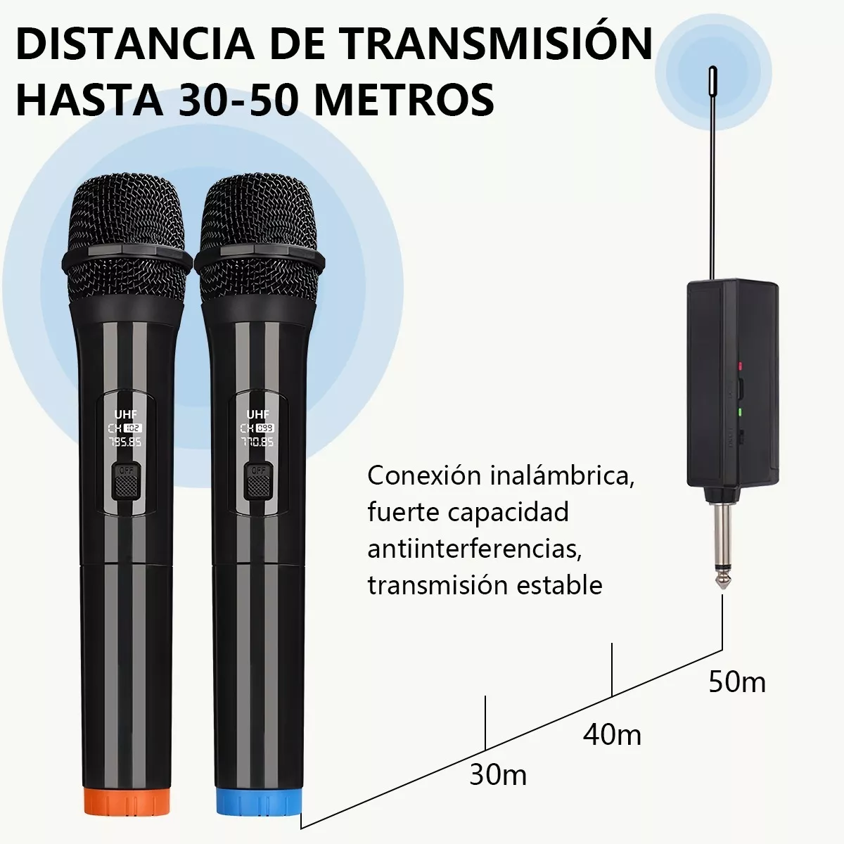 Set Profesional Microfono Inalambrico Karaoke Musicales General 2Pzas