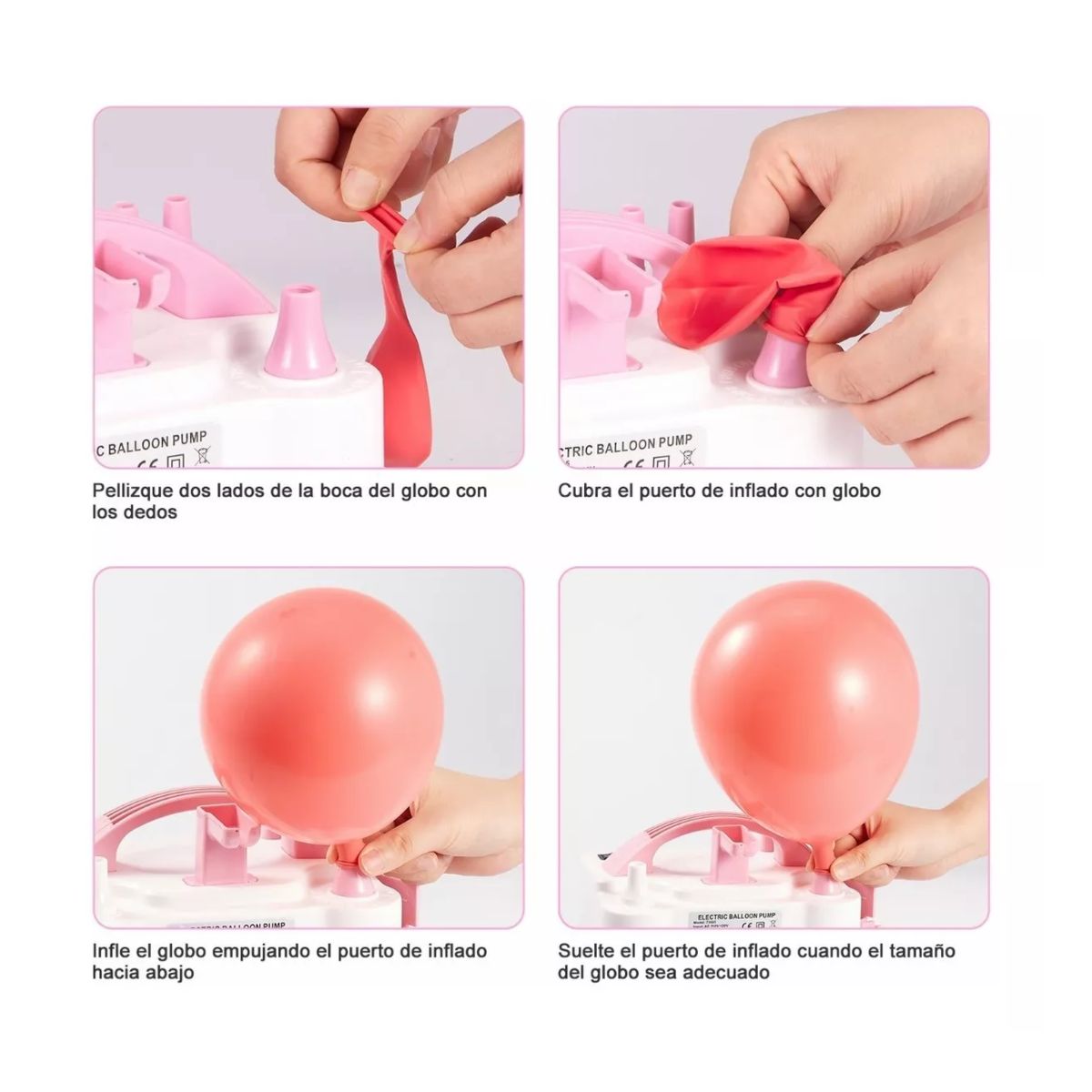 Maquina Para Inflar Globos Electrica Portatil Rosa con blanco 