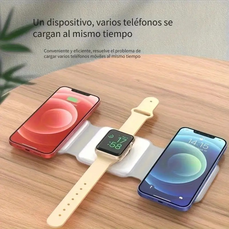 Estación de carga inalámbrica 3 en 1 para iPhone, cargador inalámbrico  magnético ajustable, soporte de carga de viaje plegable para múltiples