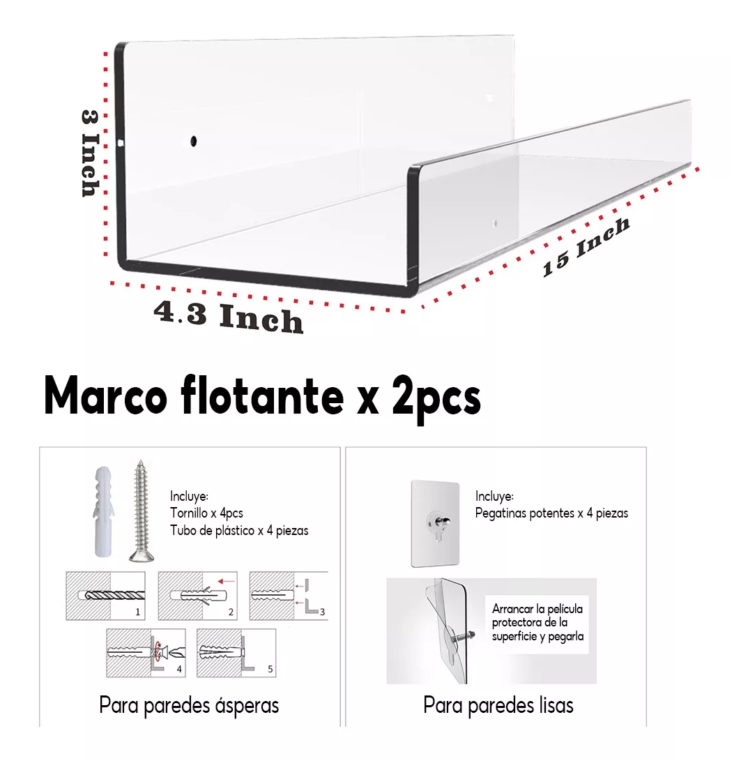 Repisas Flotantes Estantes De Acrílico 2 Piezas 